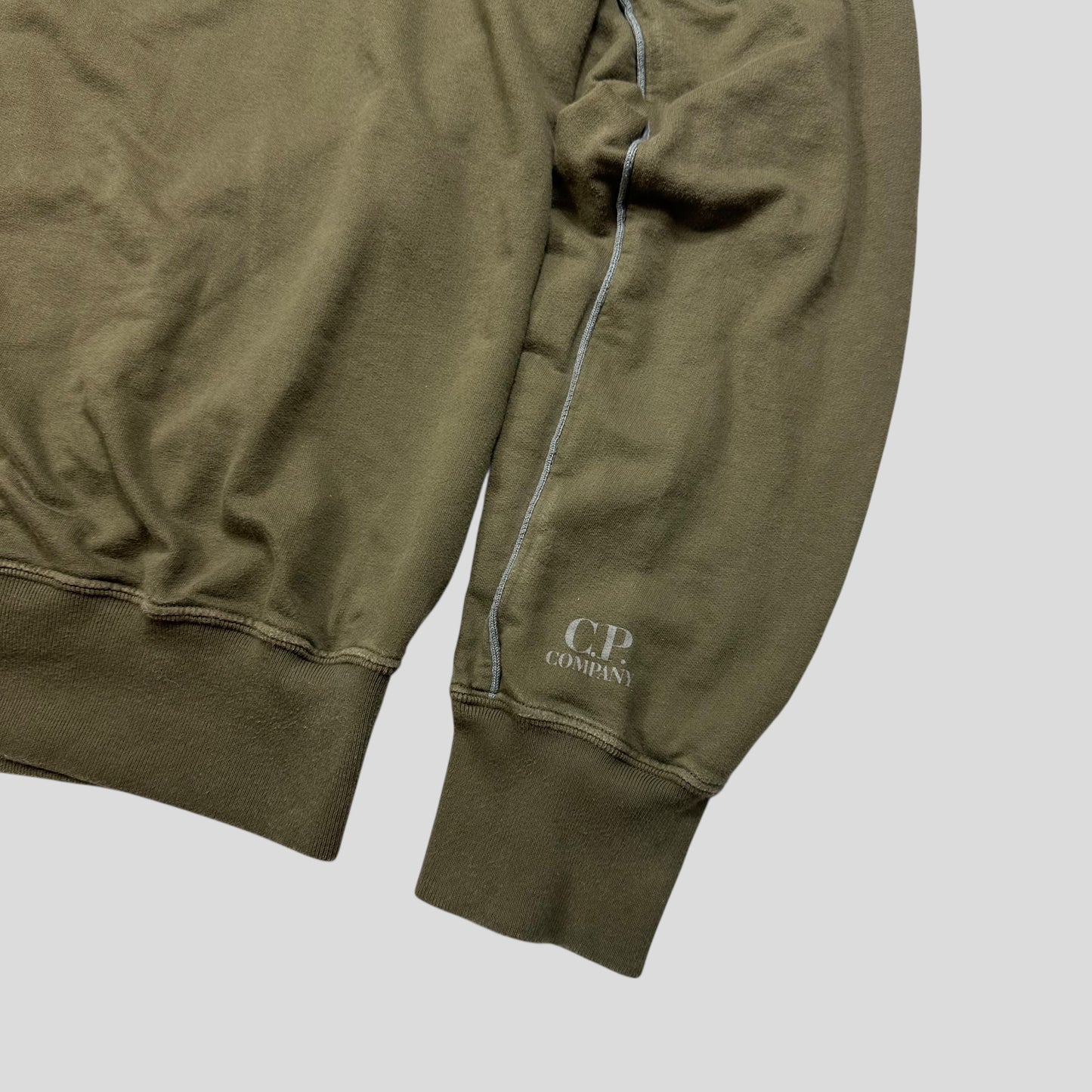 CP Company SS07 Piped Logo 1/4 Zip Convertible Collared Hoodie - M/L