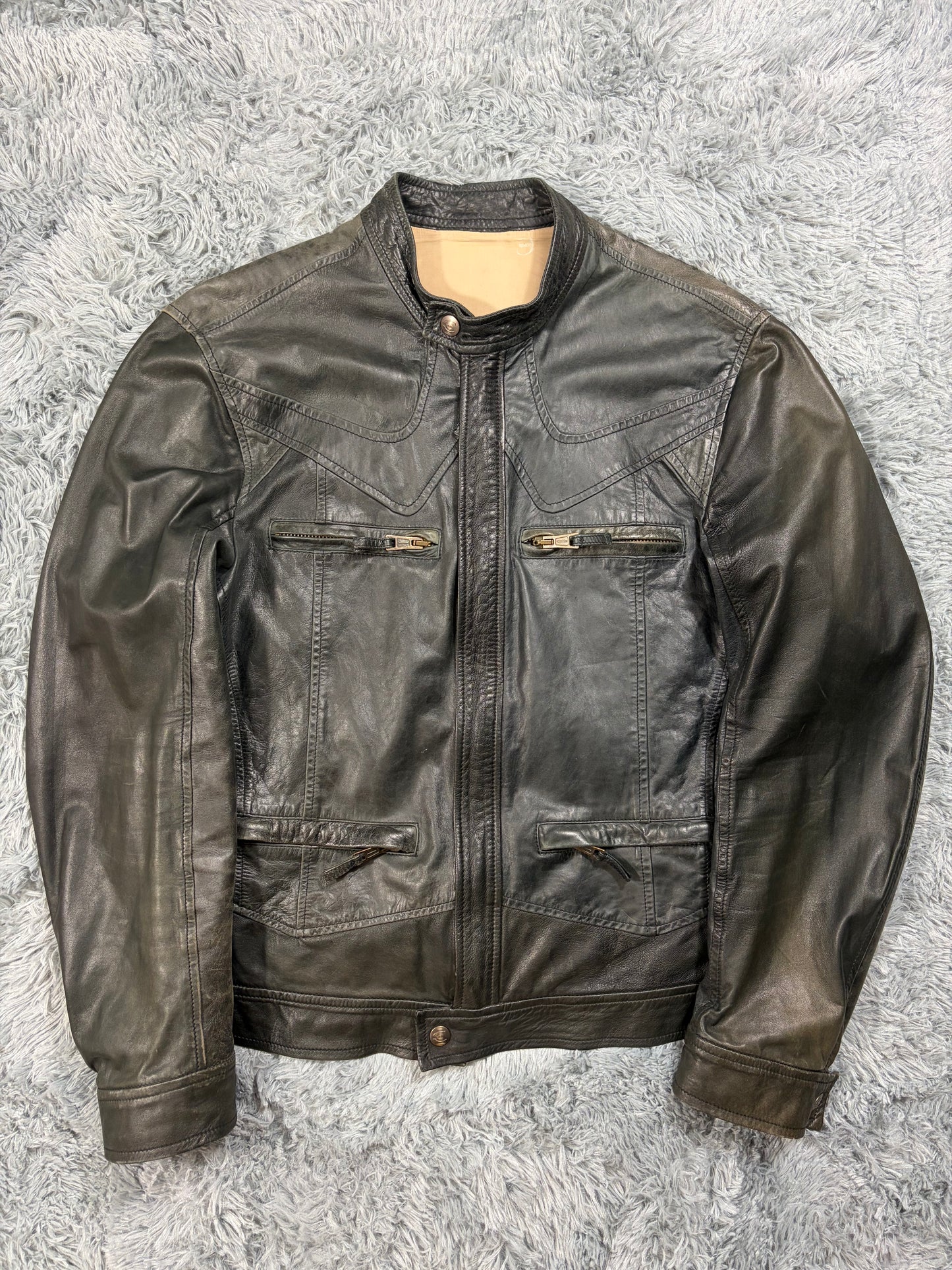 Just Cavalli SS07 Leather Weathered Bondage Jacket - L