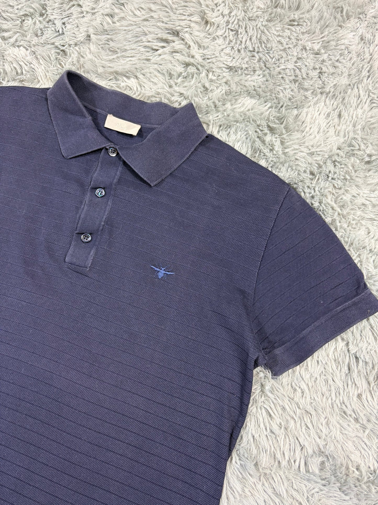 Dior 2010s Bumblebee Grid Textured Cotton Polo Shirt - S/M