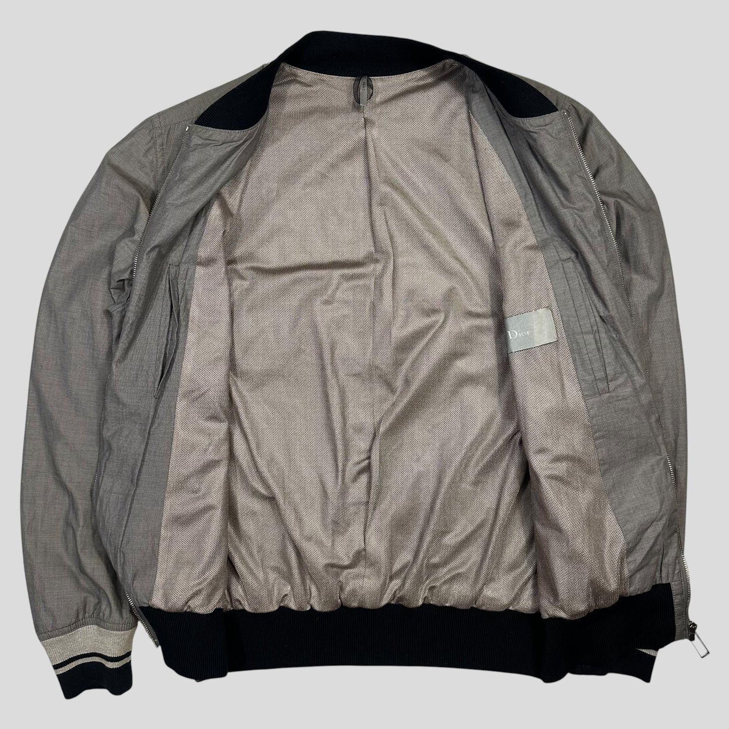 Dior Homme 2010 Bee Varsity Microcheck Cotton Bomber Jacket - M
