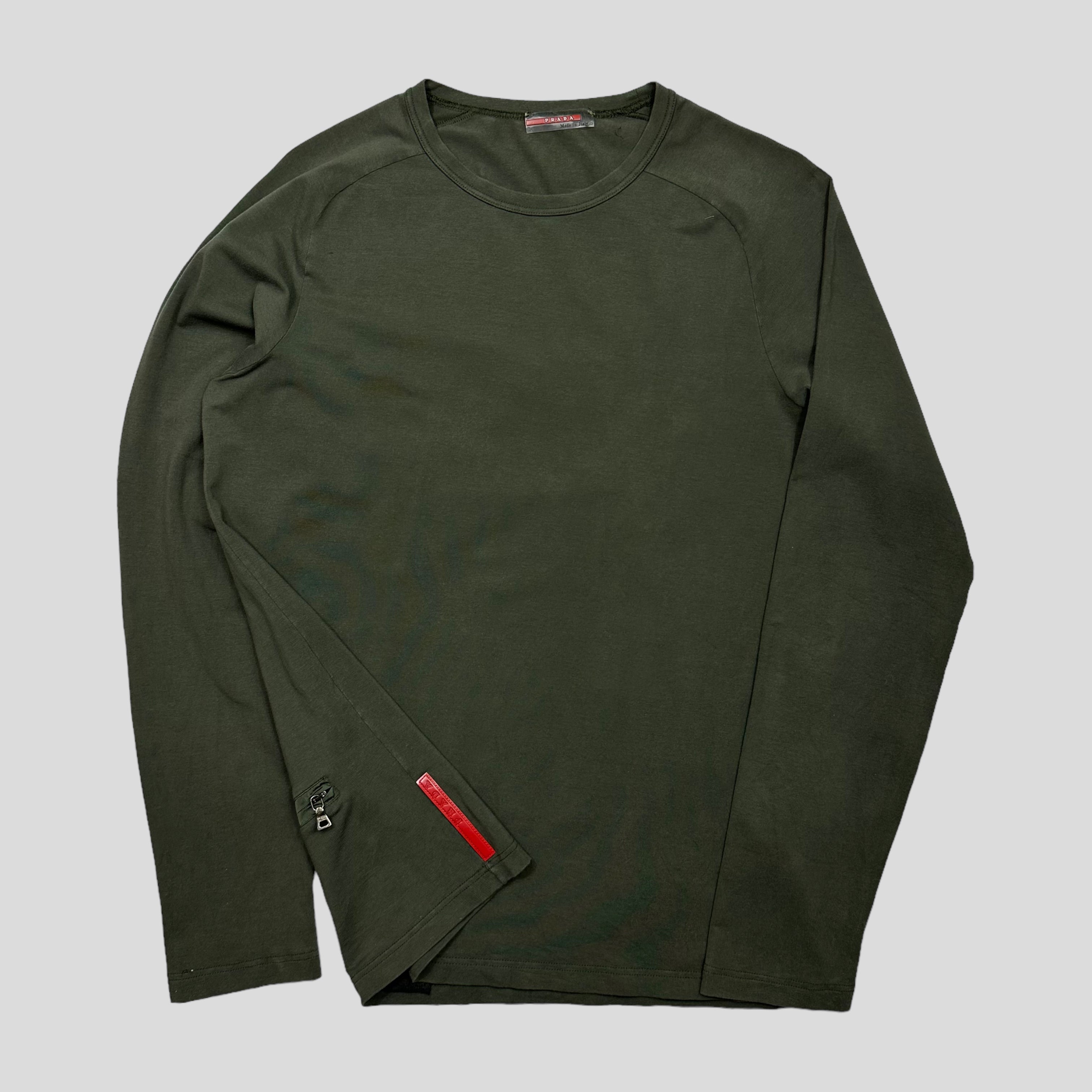 Prada Sport SS00 Green Stash Pocket LS T-shirt - M – Warmwaves