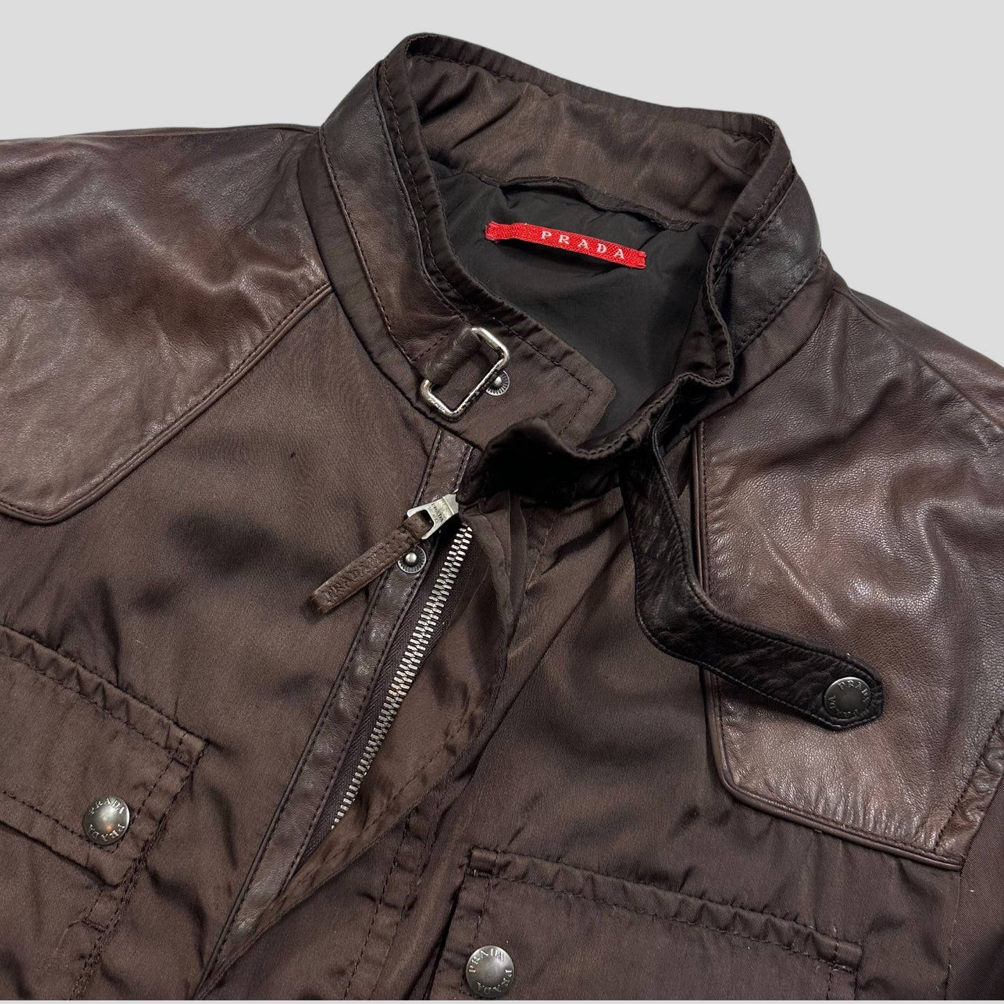 Prada Sport 2008 Nylon & Leather Hybrid Moto Field Jacket - IT54 (L)