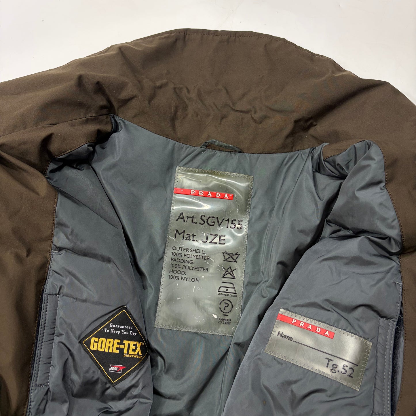 Prada Sport 00’s Khaki Chest Pocket Padded Goretex Jacket - L