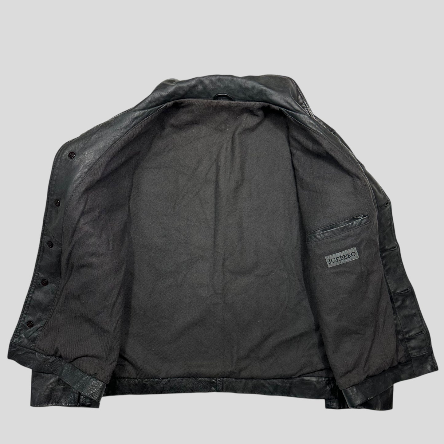 Iceberg 90’s Wool Lined Leather Harrington Work Jacket - L