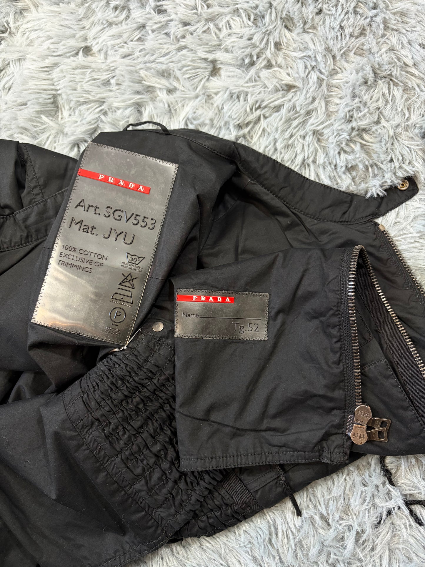Prada Sport 00’s Tassel Detailed Cotton Multipocket Biker Jacket - M