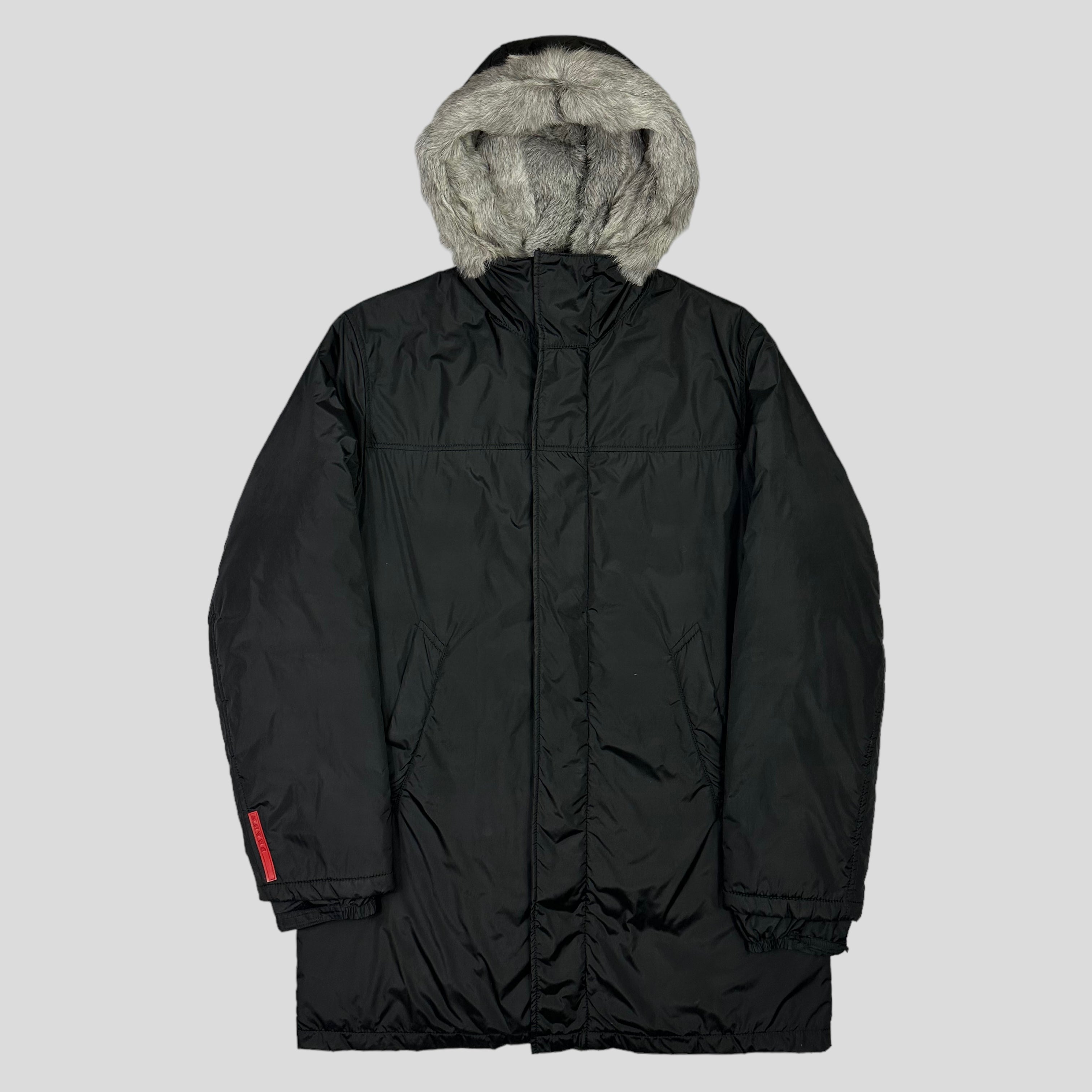 Prada Sport AW00 Goat Fur Nylon Technical Parka - L – Warmwaves