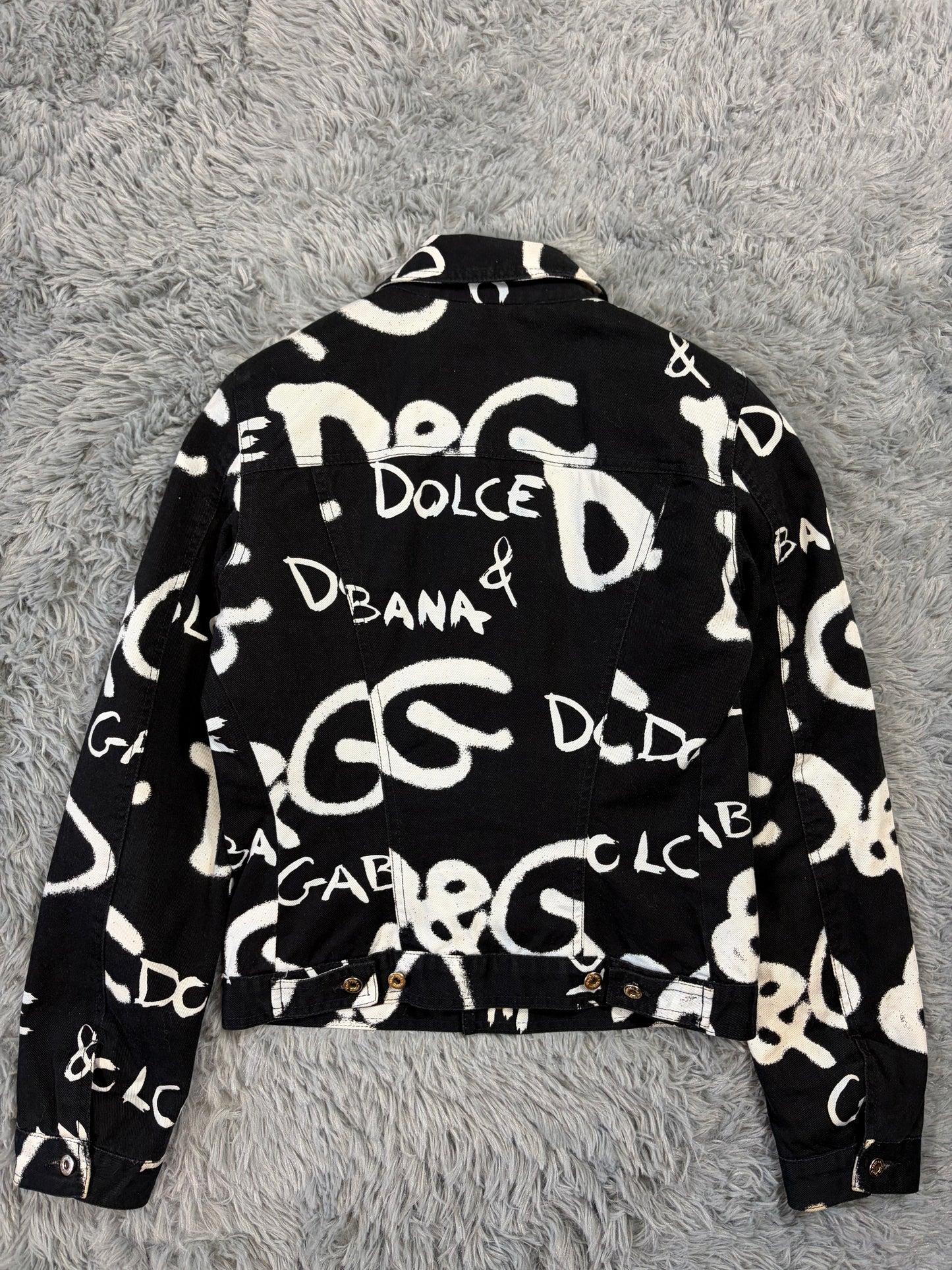Dolce & Gabbana 2001 Graffiti Logo Cropped Denim Jacket - XS