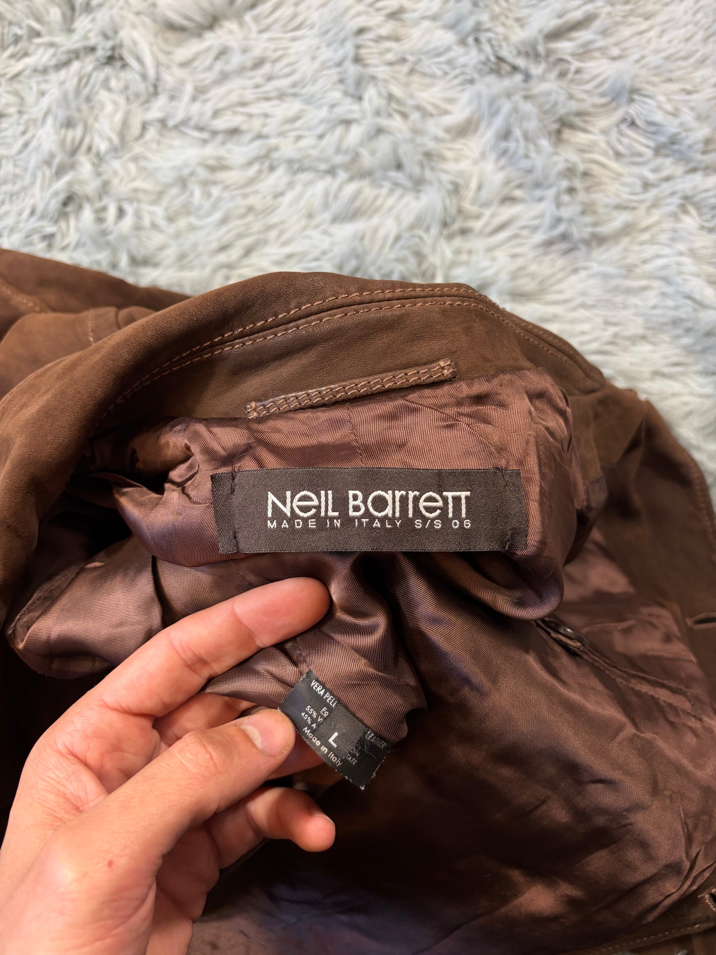 Neil Barrett 2006 Brad Pitt Suede Leather Multipocket Moto Jacket - M