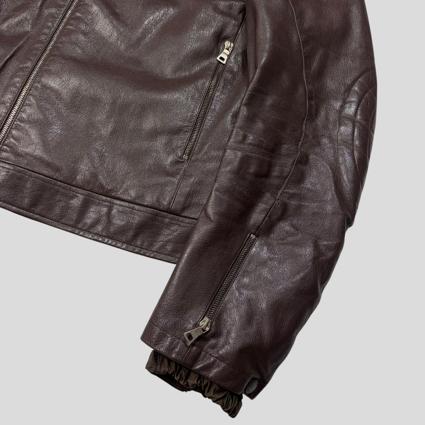 Prada SS00 Leather Articulated Elbow Detailed Moto Jacket - IT54