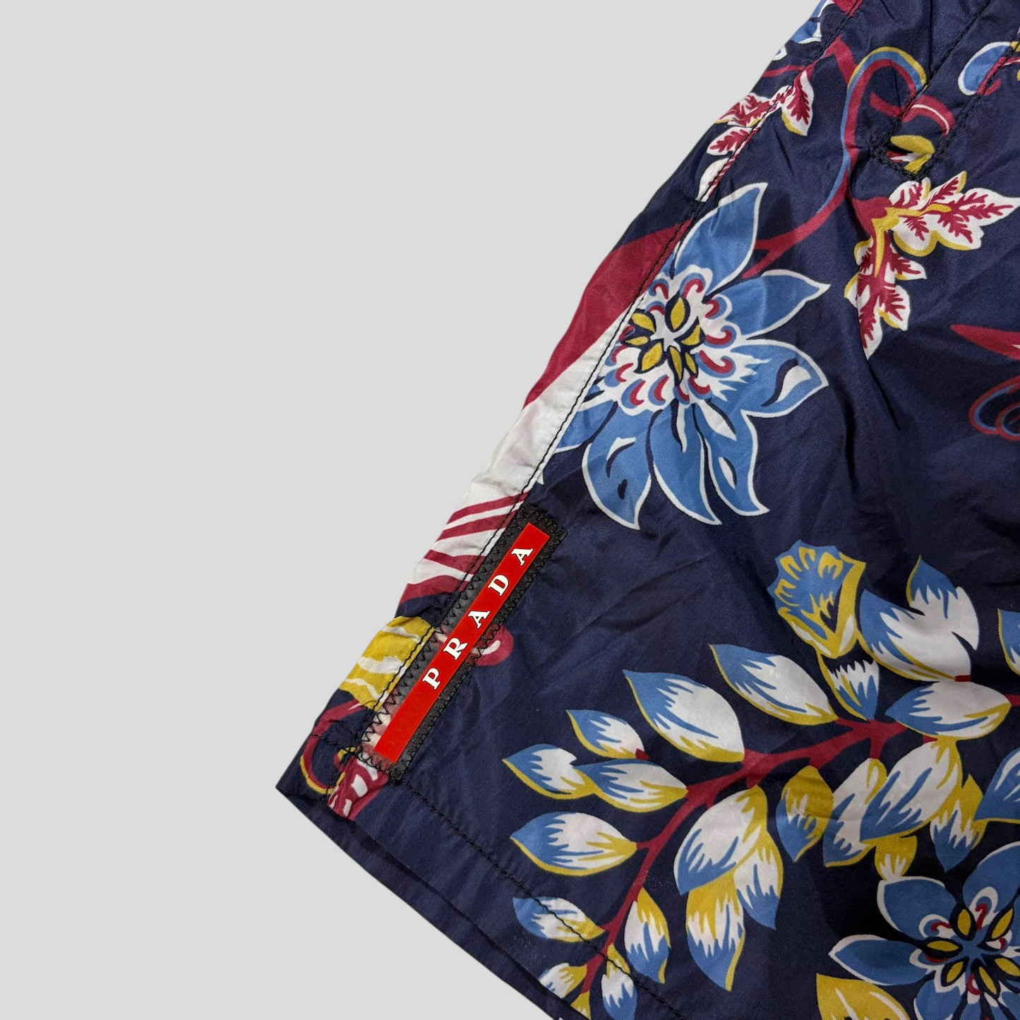 Prada 2014 Floral Nylon Red Tab Logo Shorts + Bag - IT44