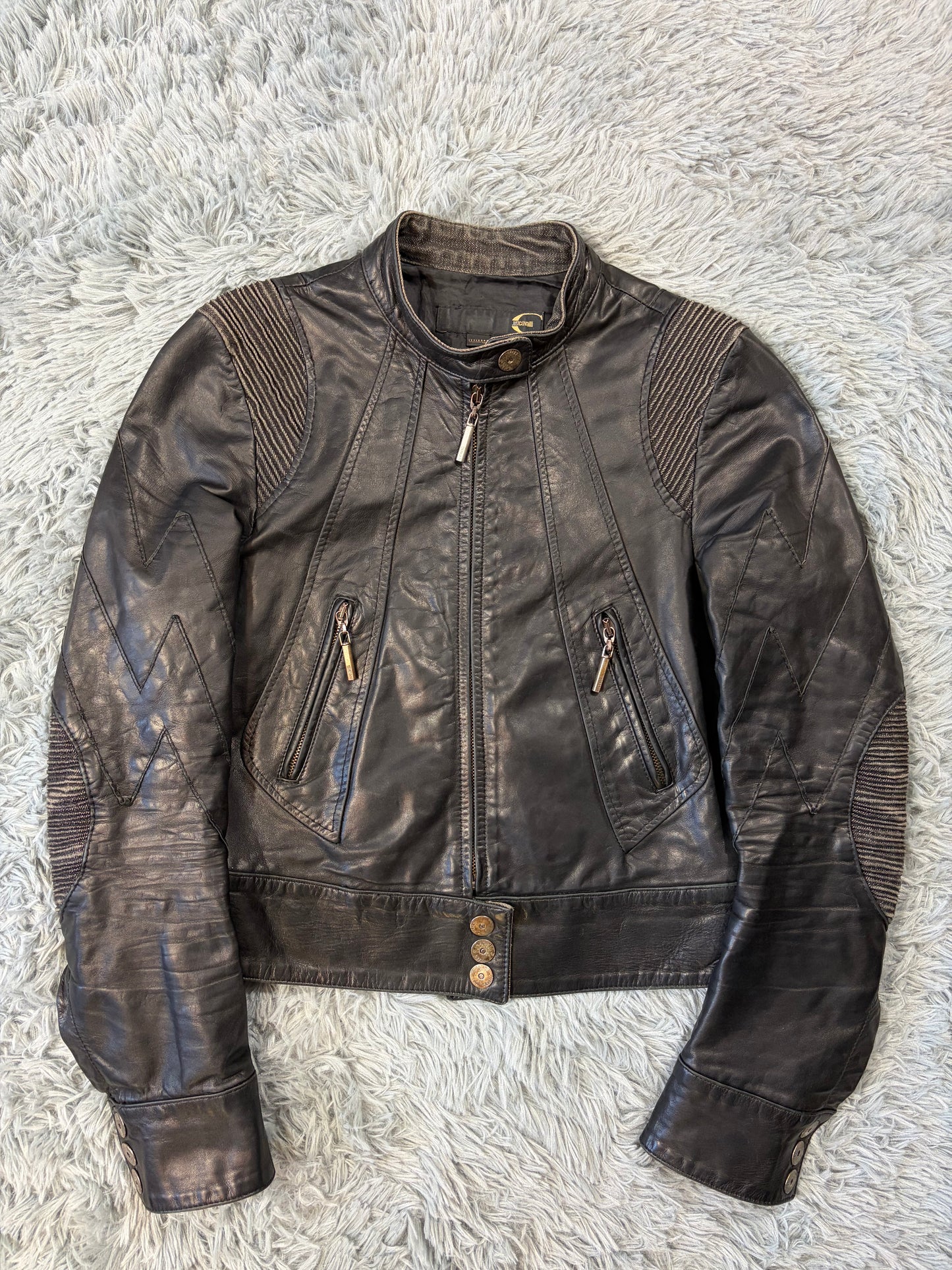 Just Cavalli 00’s Women’s Leather Rocker Biker Jacket - IT40
