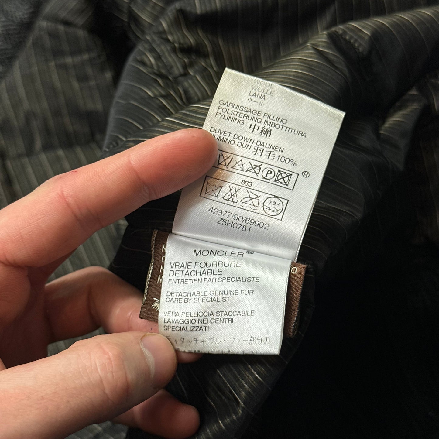 Moncler 00’s Herringbone Wool Down Detachable Fur Jacket - 3 (L)