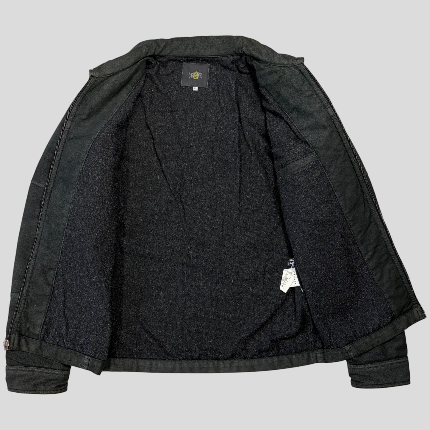 Versace VJC 00’s Moleskin Cotton Asymmetric Stud Pocket Jacket - M