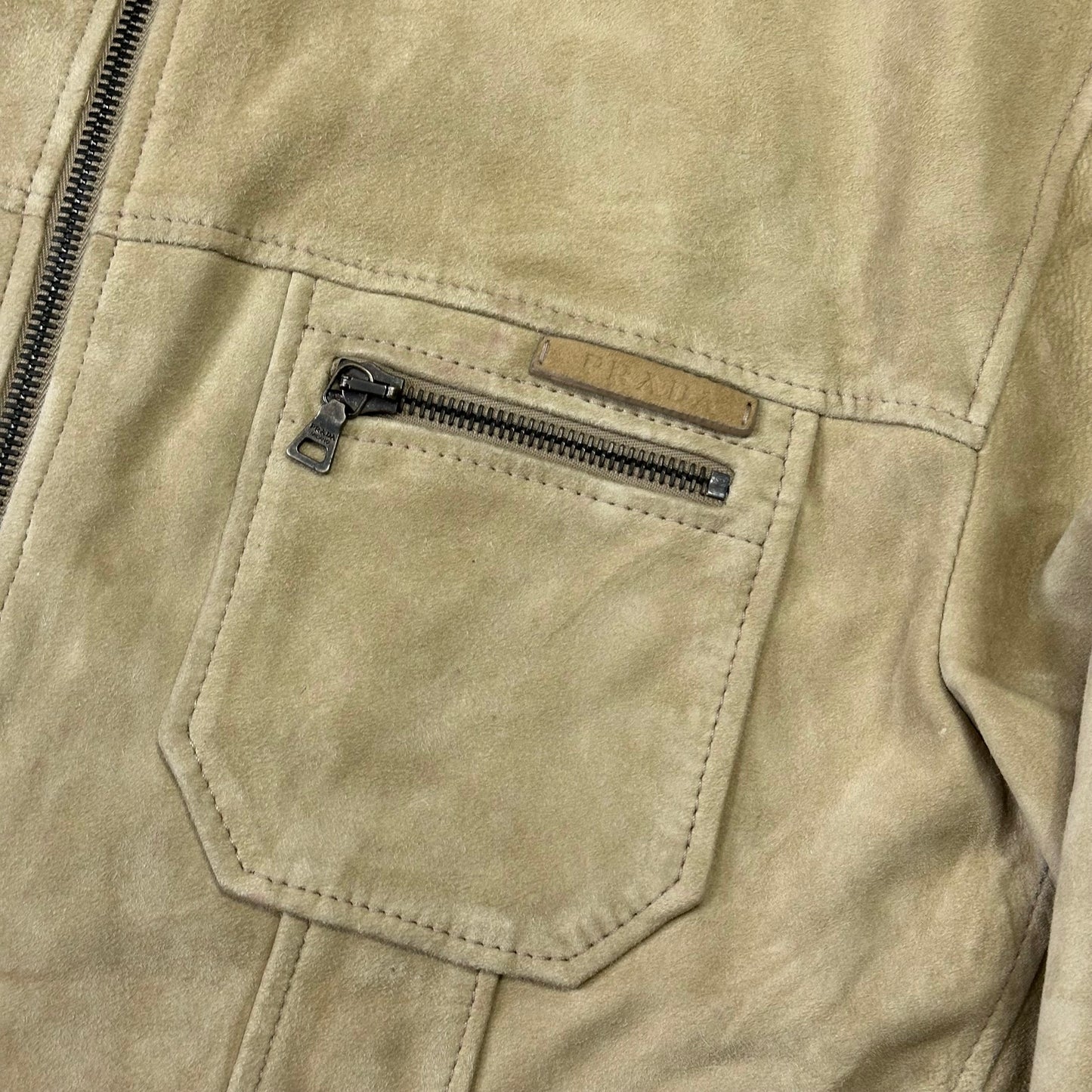 Prada Milano 2007 Suede Leather Double Pocket Logo Jacket - IT56