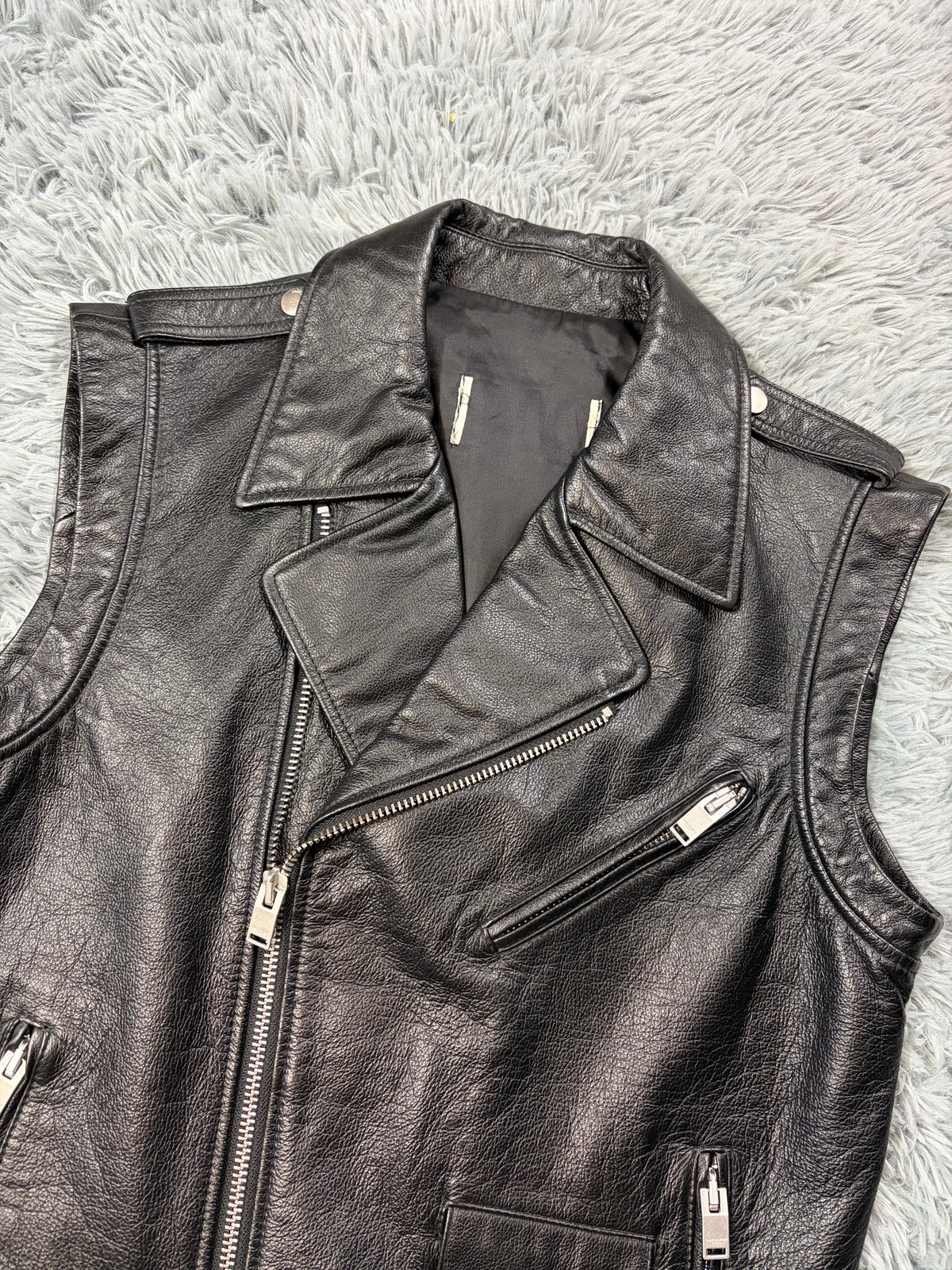 Saint Laurent SS13 Hedi Slimane L17 Leather Biker Gilet - M