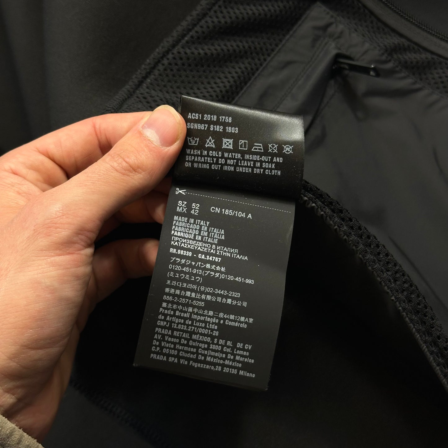 Prada Milano 2018 Technical Scuba Rubberised Race Logo Jacket - M
