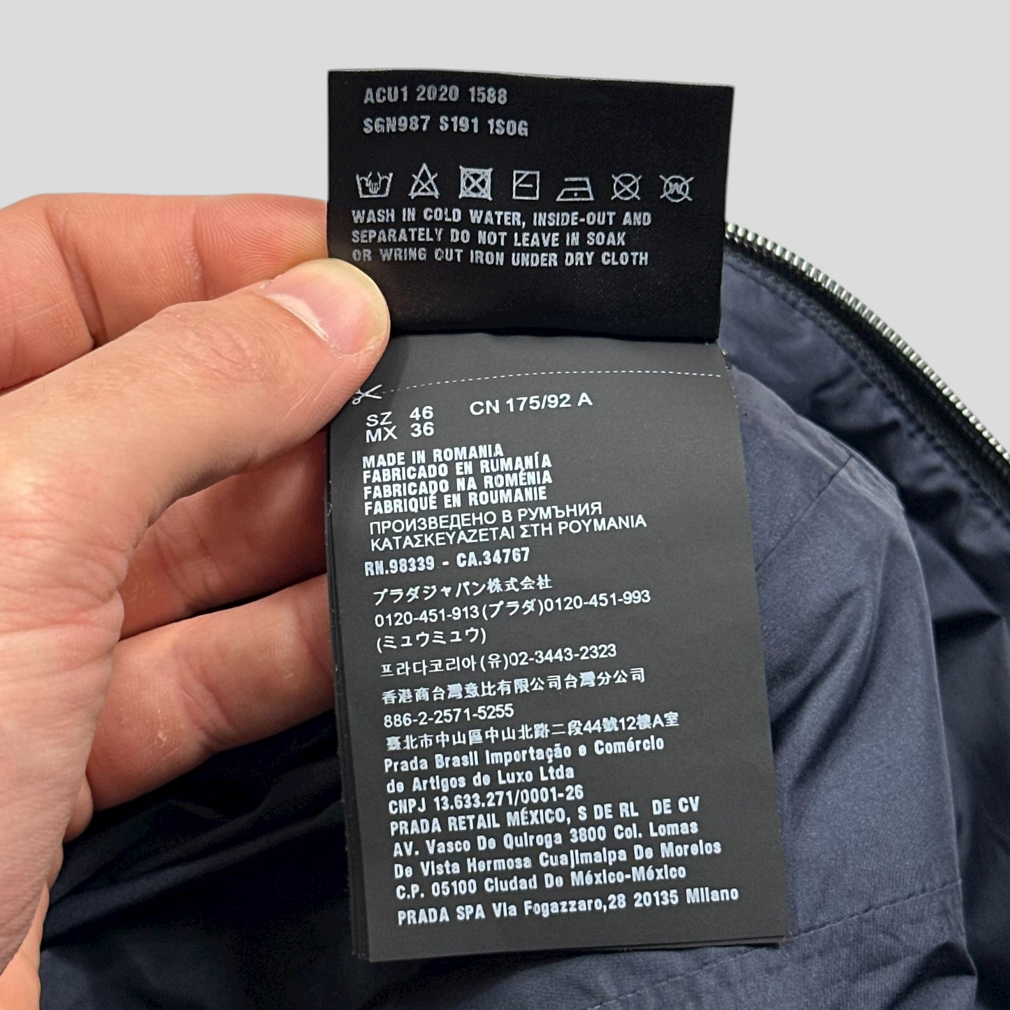 Prada 2020 Rubber Logo Taped Seam Windbreaker Jacket - M