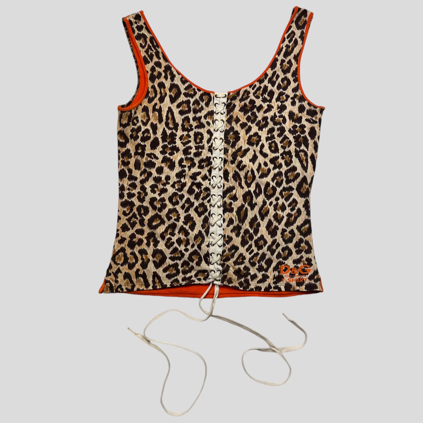 D&G 00’s Laced Back Diamanté Tank Top - UK8