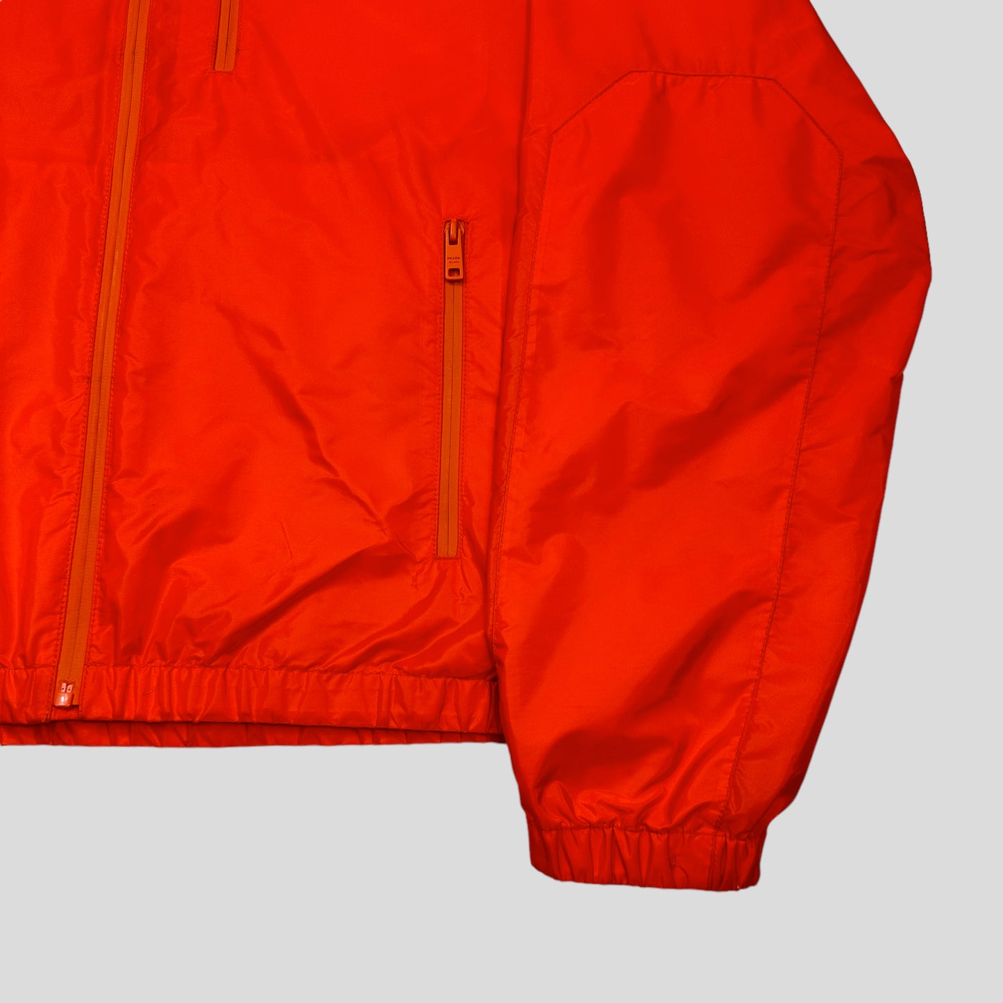 Prada Milano 2019 Laminated Orange Nylon K-way Windbreaker - XXL