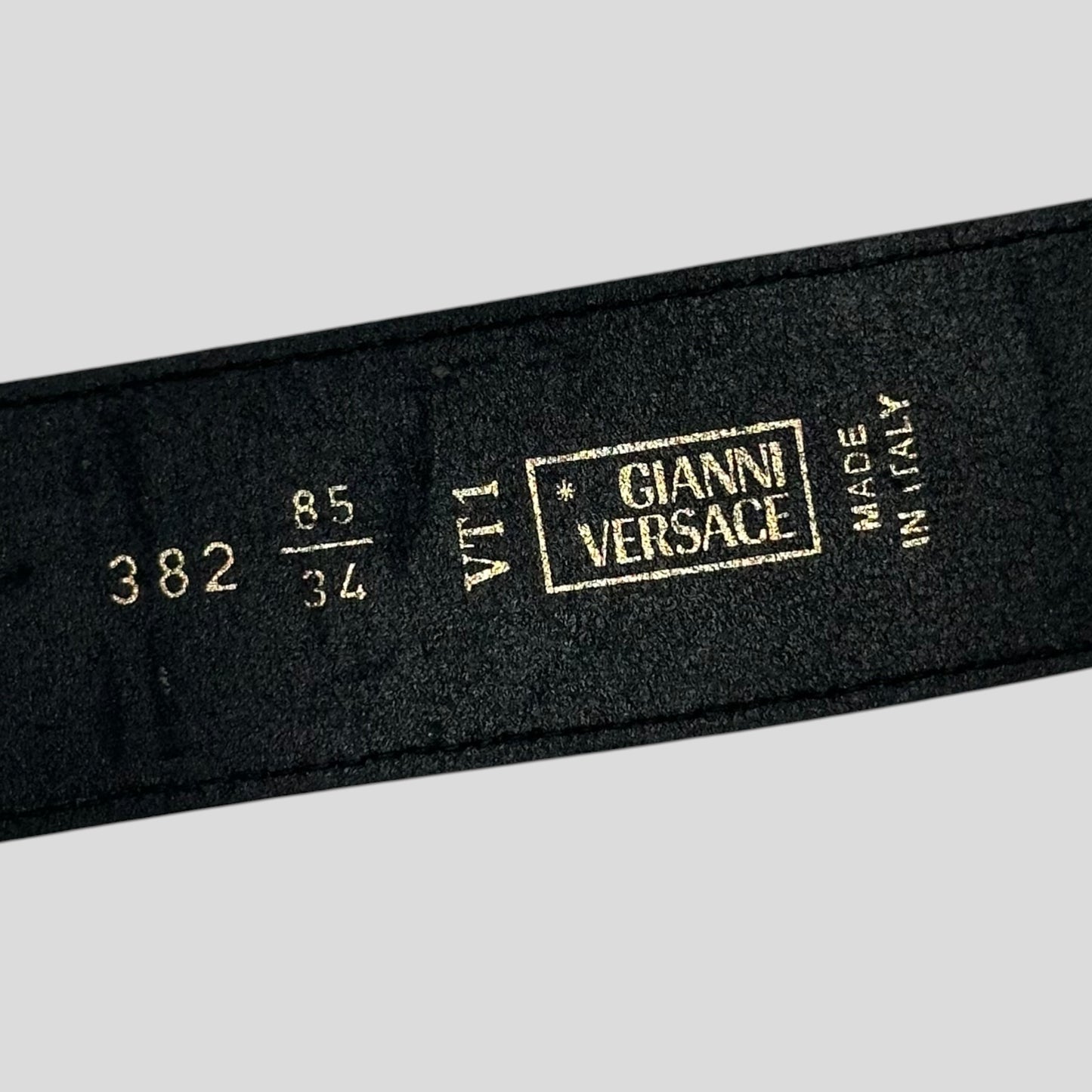 Gianni Versace 1996 Studded Metal Medusa Leather Belt
