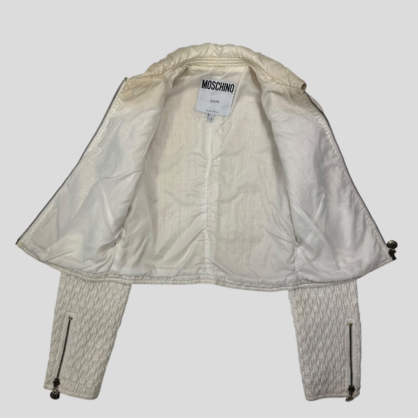 Moschino Jeans 90’s Textured Cropped Love Heart Zip Jacket - IT40