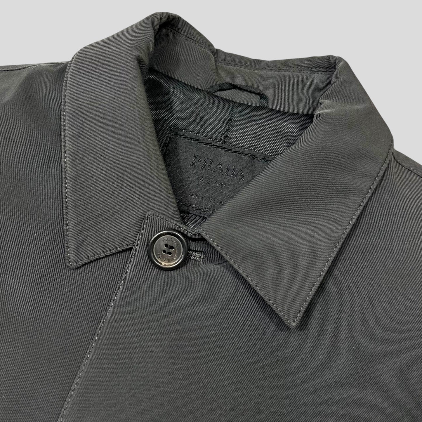 Prada AW00 Soft Touch Technical Polyester Grey Trench Coat - M/L