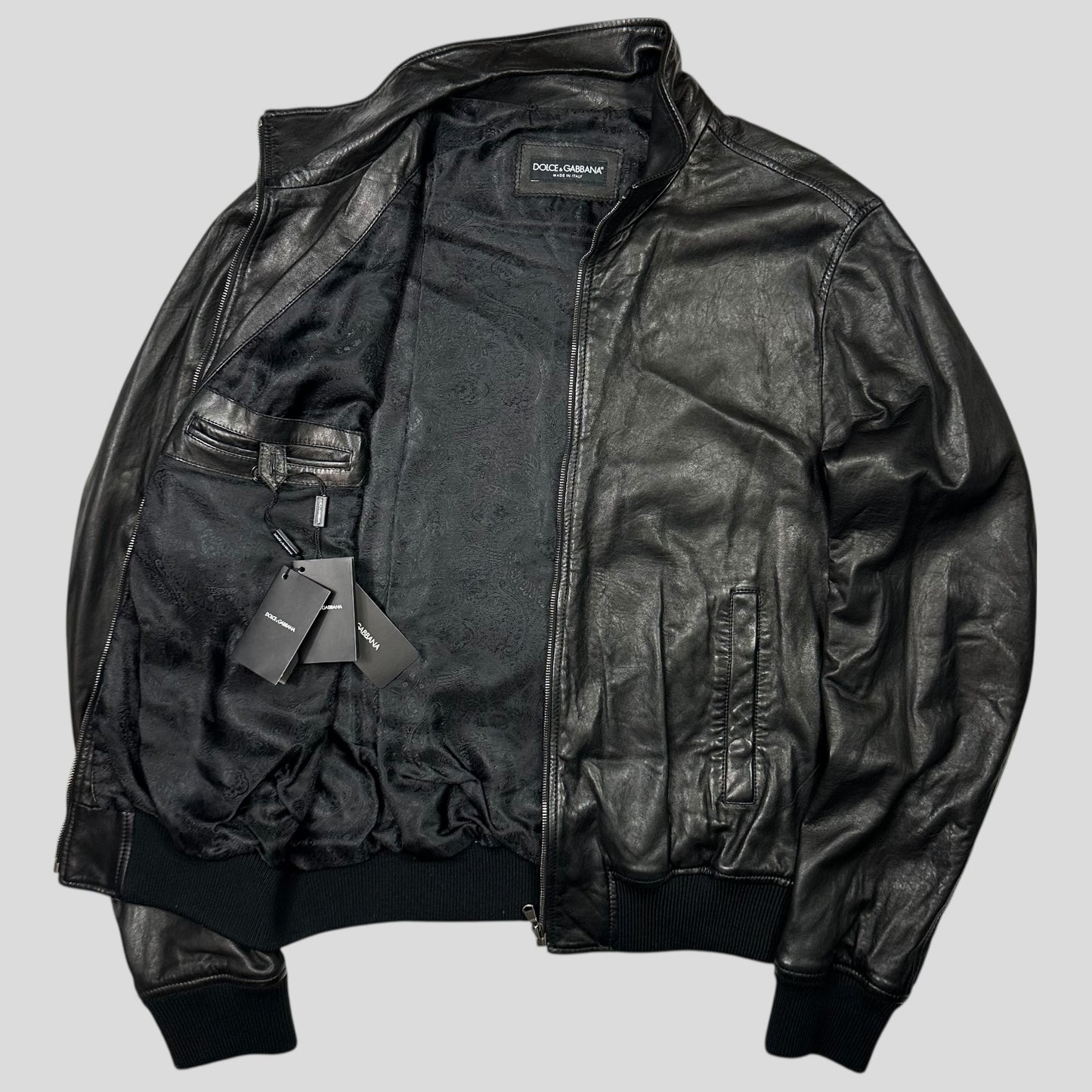 Dolce & Gabanna 00’s Lambskin Premium Leather Bomber Jacket - IT58 (XL)