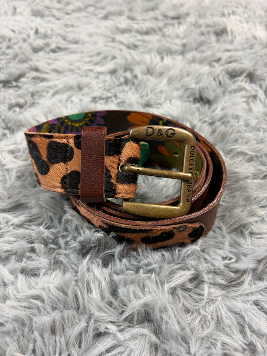 Dolce & Gabbana 00’s Pony Hair Leopard Reversible Leather Belt
