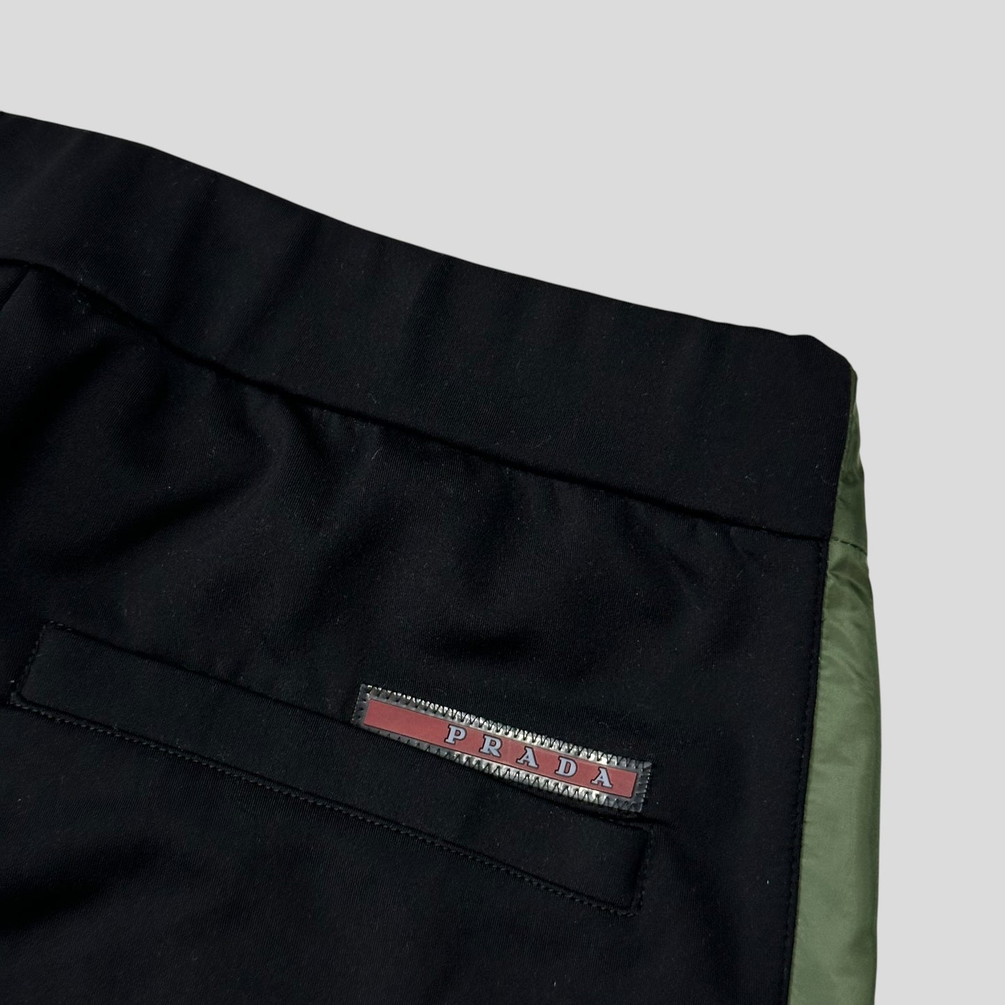 Prada 2017 Red Tab Green Nylon Panelled Poly Tracksuit Bottoms - S