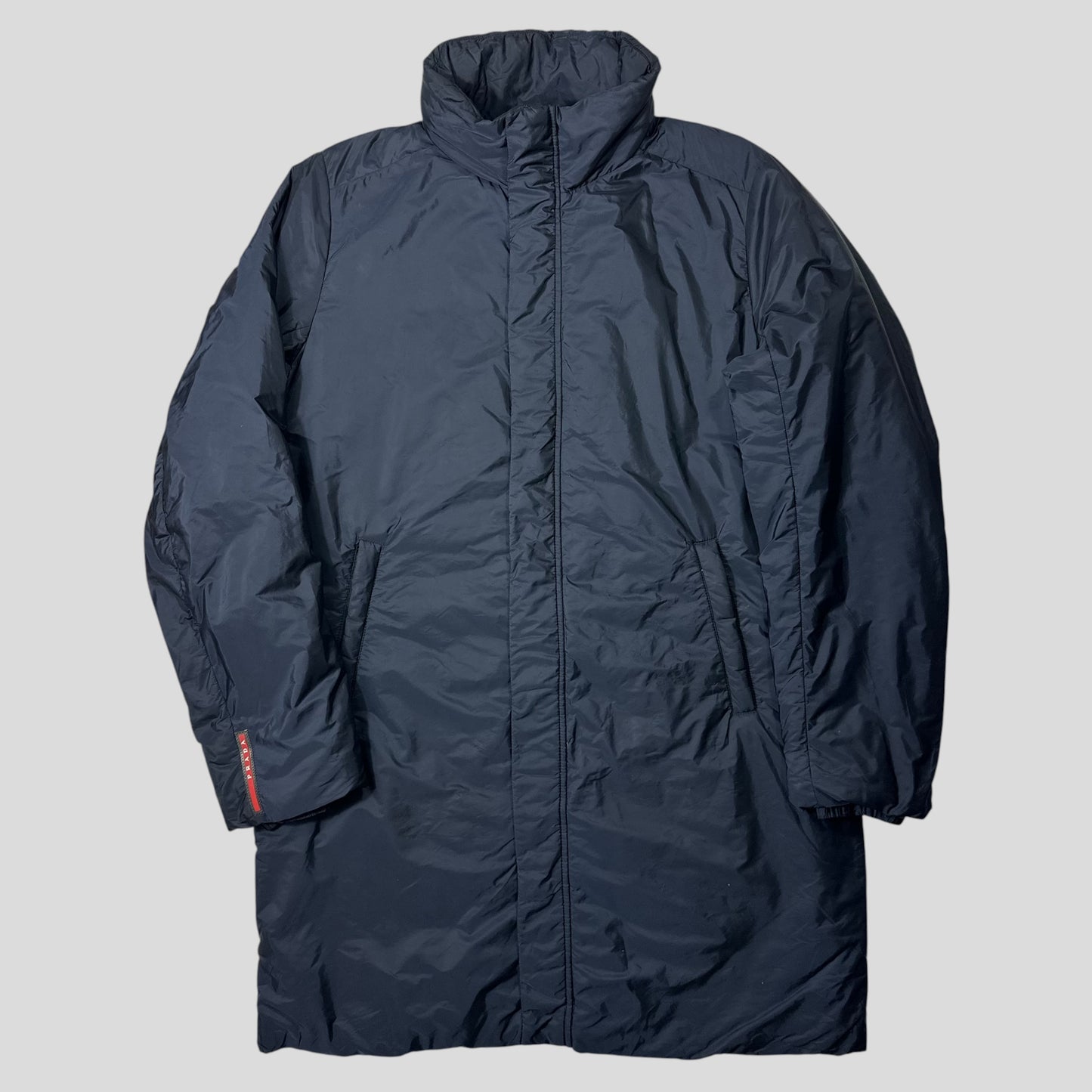 Prada 2015 Red Tab Nylon Padded Technical Parka Coat - L/XL