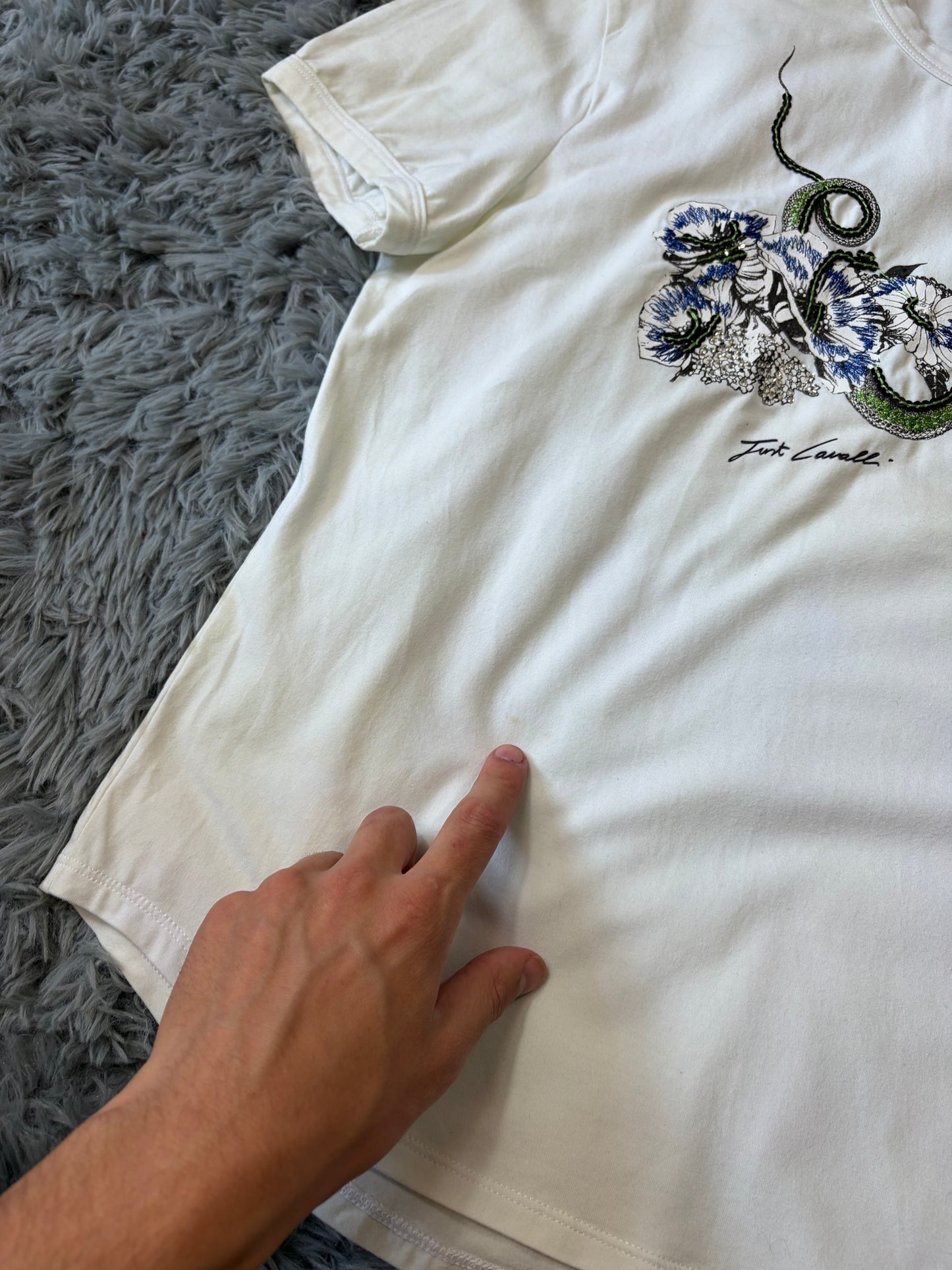 Just Cavalli 00’s Sequin Serpent Embroidered T-shirt - M