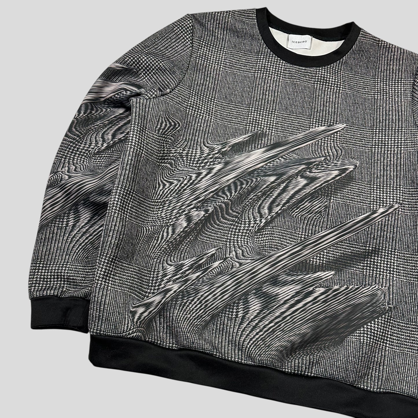 Iceberg 3D Glitch Print “Tweed” Sweatshirt Crewneck - L/XL