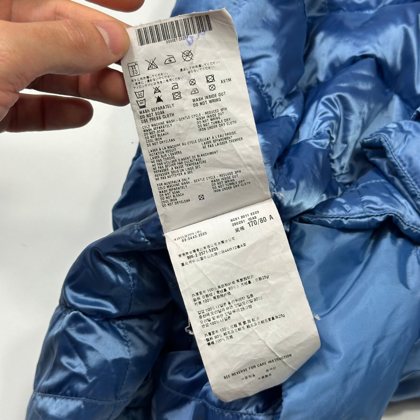 Prada Milano 2011 Satin Blue Nylon Down Logo Gilet