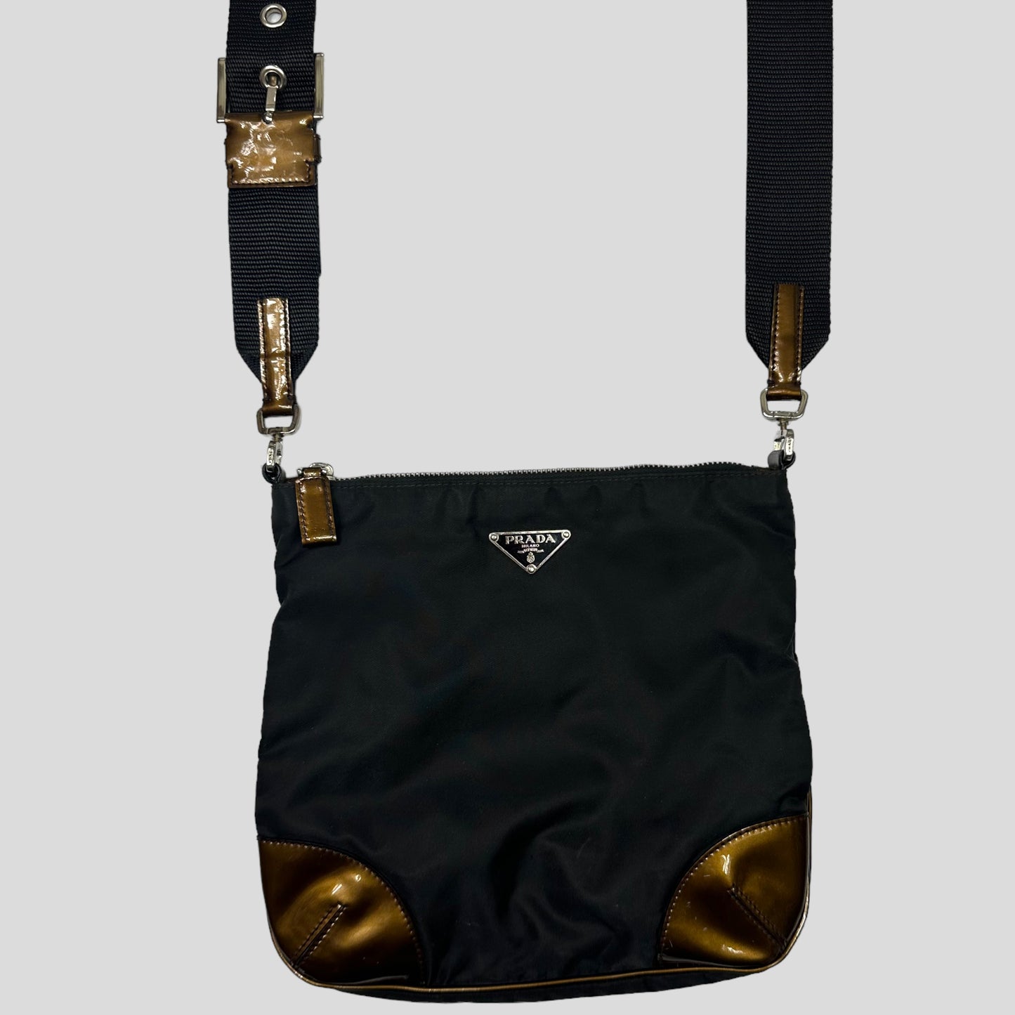 Prada Milano 00’s Nylon & Patent Leather Crossbody Bag