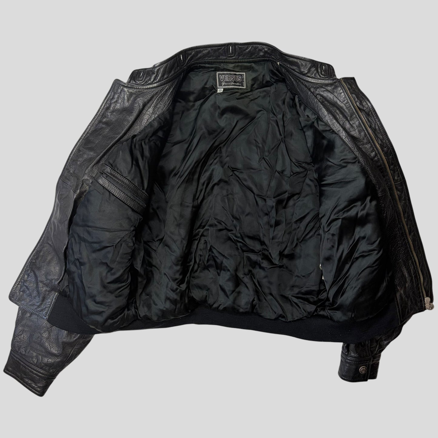Gianni Versace 90’s Versus Leather Sherpa Flight Jacket - M/L