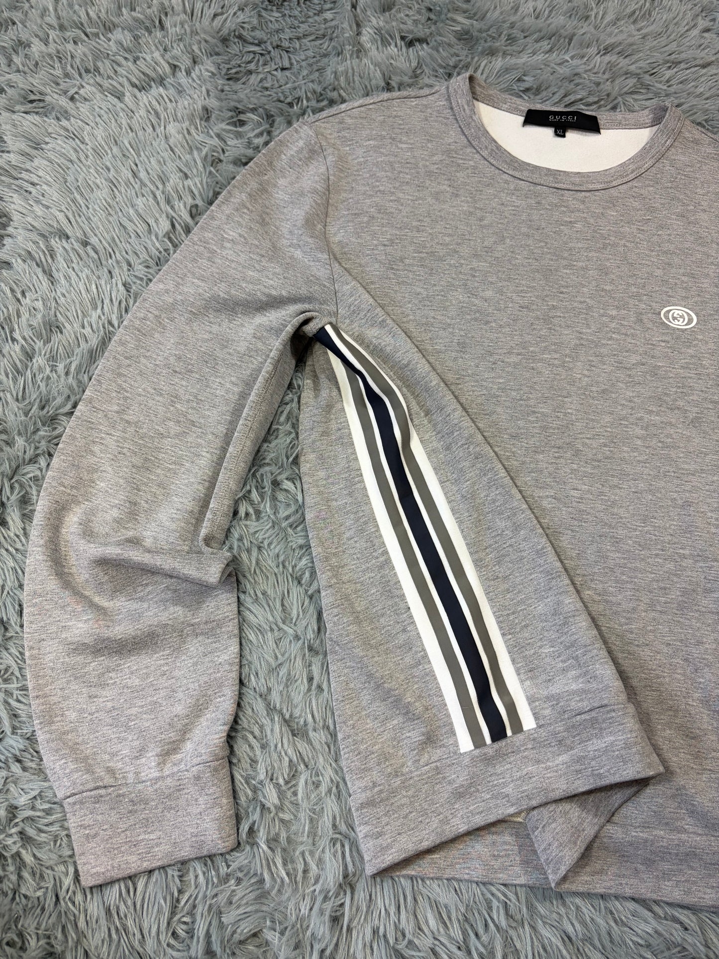 Gucci 2010s Striped Seam Tape GG Logo Sweatshirt - M/L