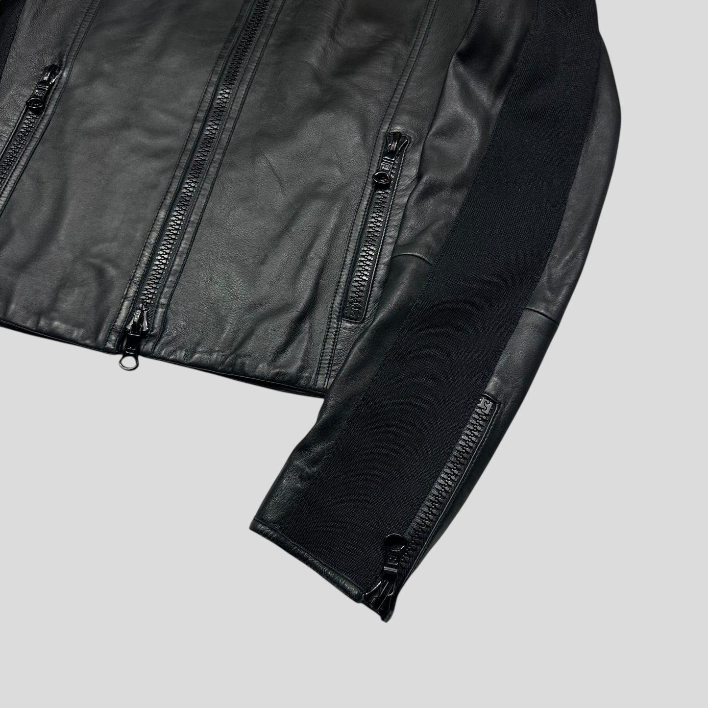 Emporio Armani 2006 Leather Panelled Biker Moto Jacket - IT46 (S)