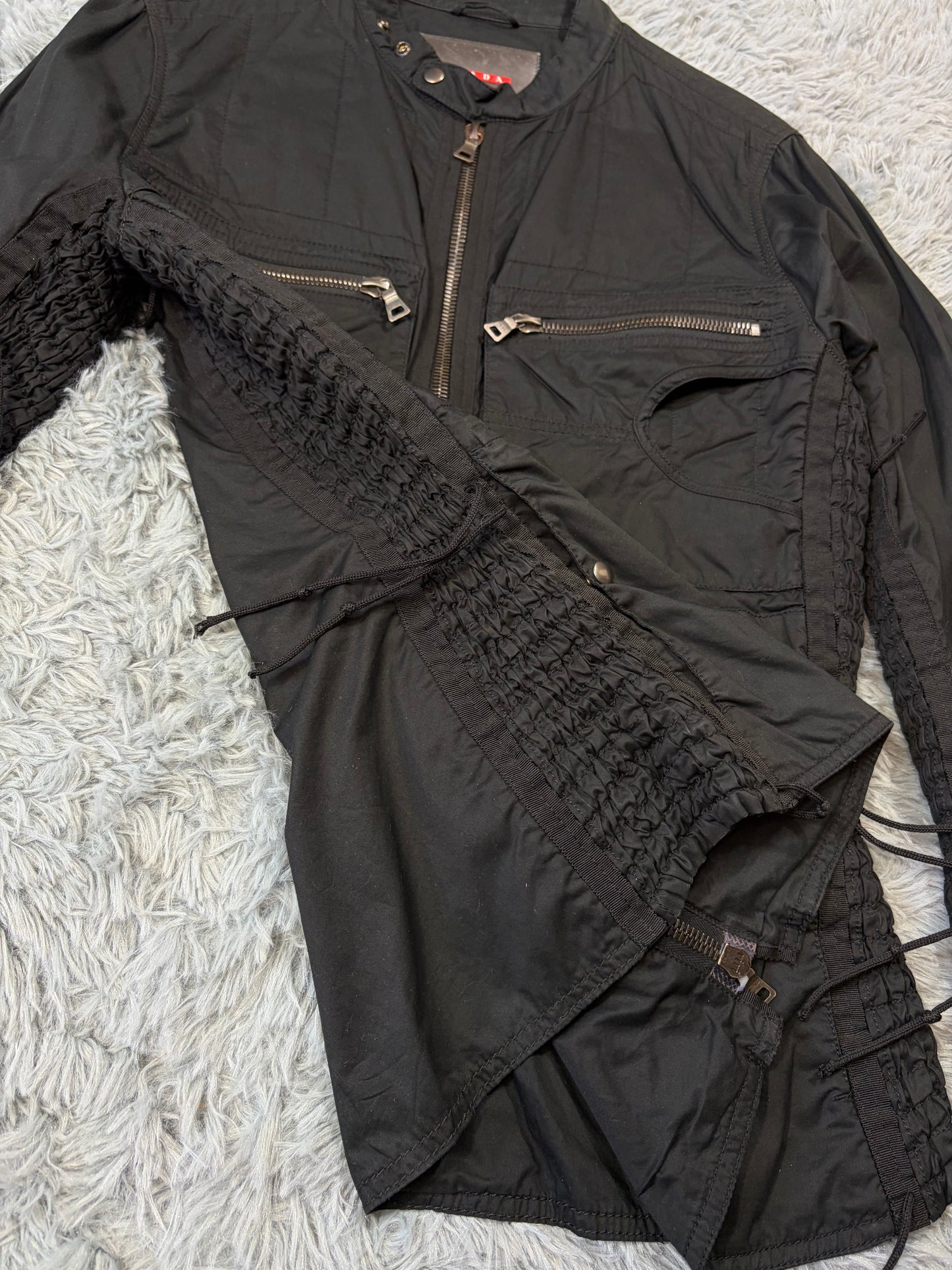 Prada Sport 00’s Tassel Detailed Cotton Multipocket Biker Jacket - M