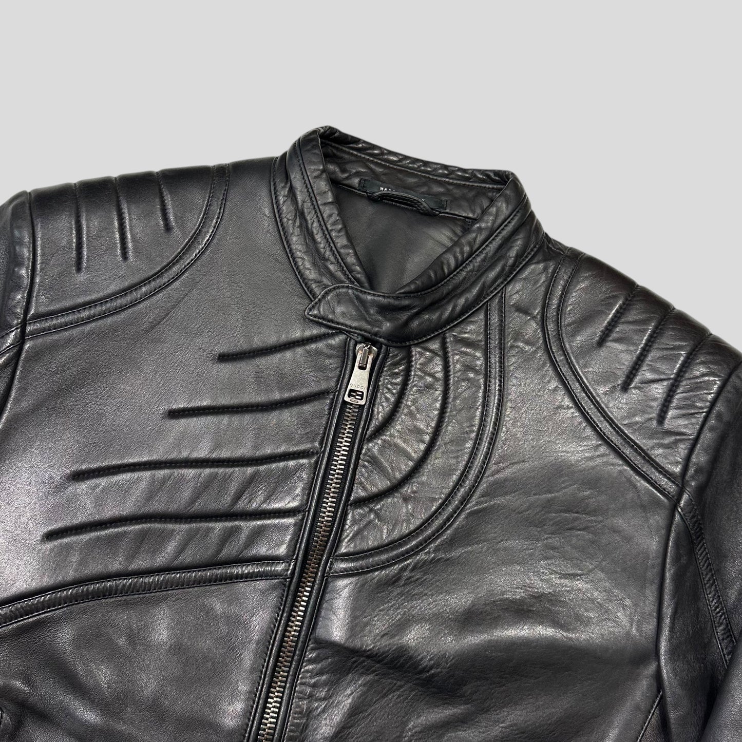 Gucci by Tom Ford AW00 Runway Spiral Leather Padded Moto Jacket - IT50