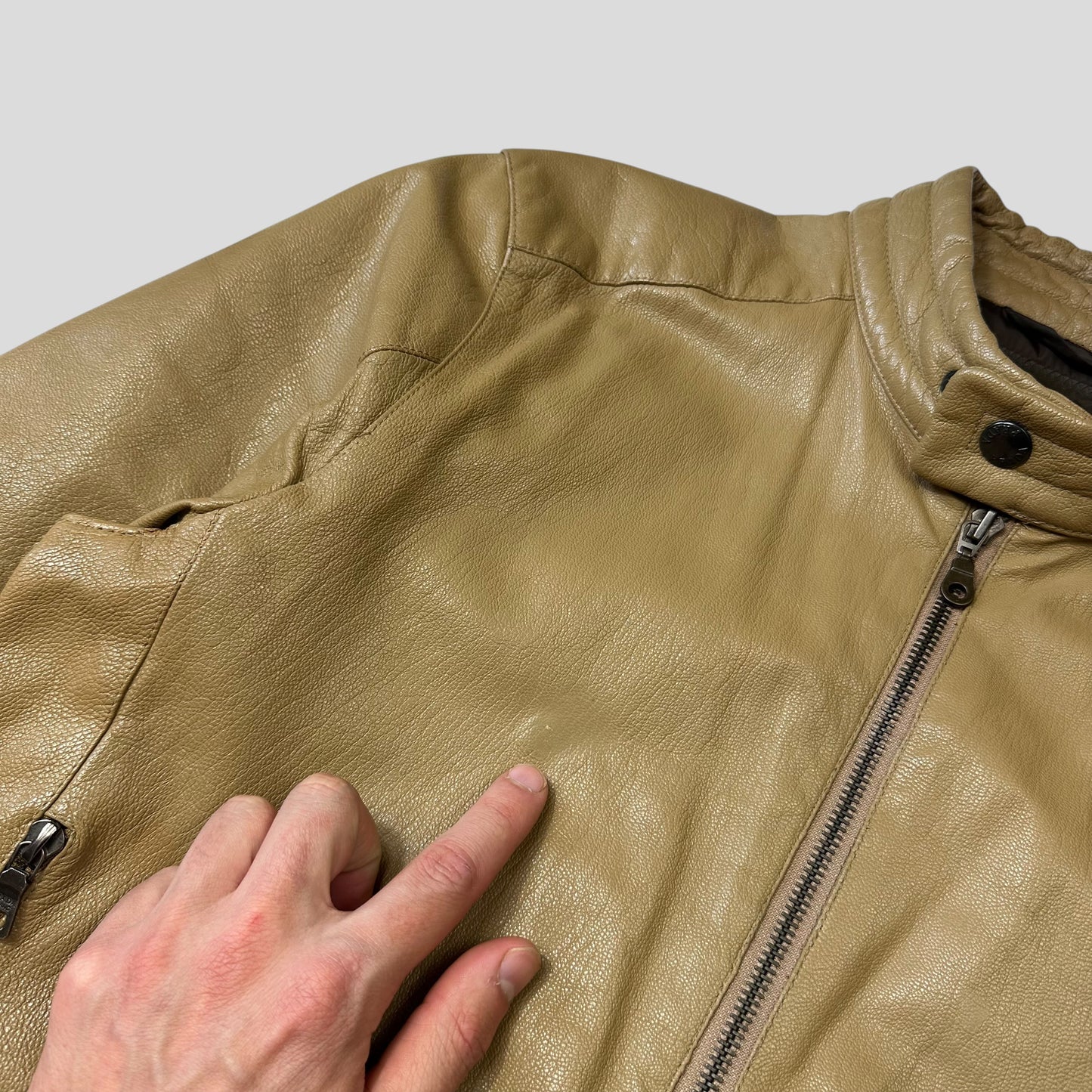Prada SS00 Leather Articulated Elbow Detailed Moto Jacket - IT50