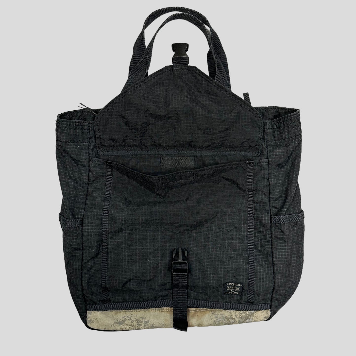 Porter 00’s Nylon Ripstop Grid Multipocket Tote Bag