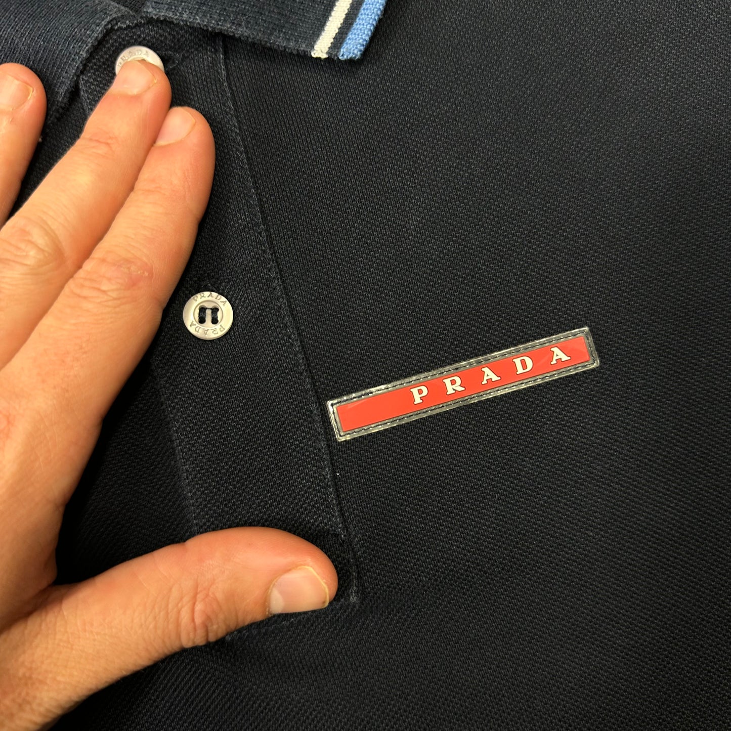 Prada Milano 2017 Navy Red Tab Polo - 3XL (XL/XXL)