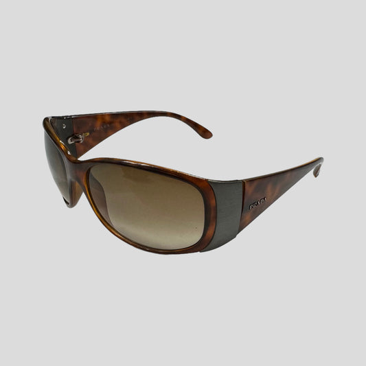 Prada Milano Tortoiseshell Wraparound Sunglasses