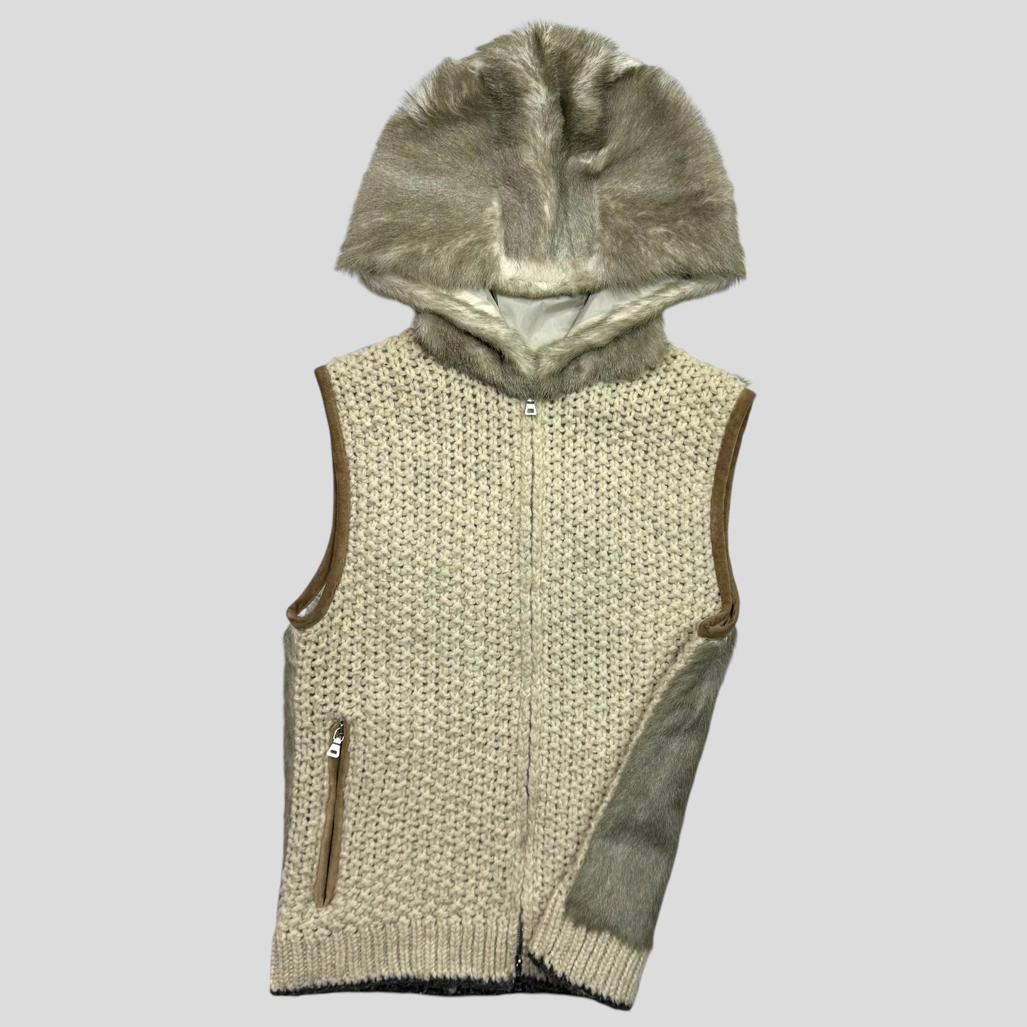 Prada Sport 00’s Eskimo Goat Fur Braided Gilet Jacket - IT44