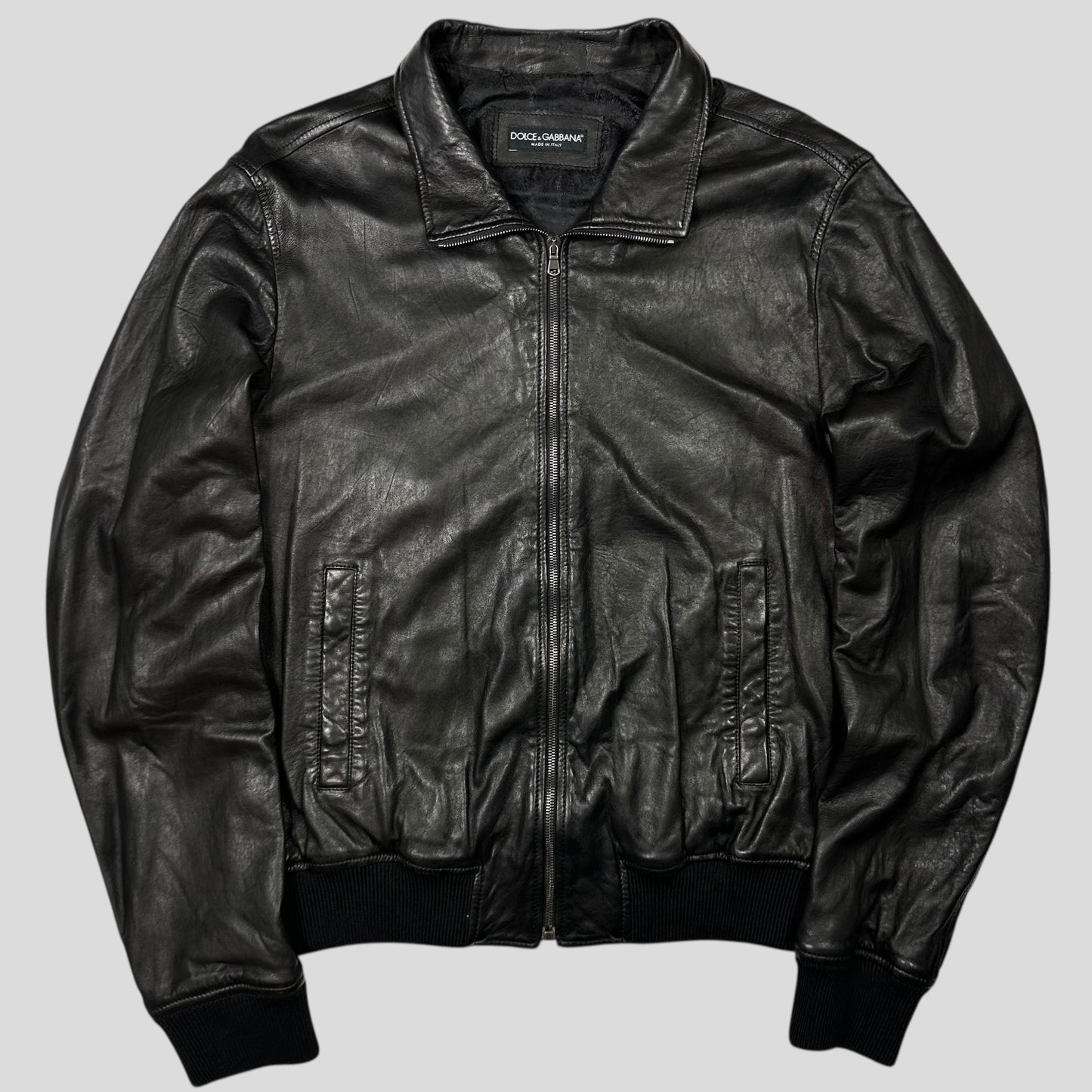 Dolce & Gabanna 00’s Lambskin Premium Leather Bomber Jacket - IT58 (XL)