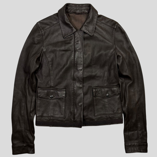 Prada Sport 2004 Leather Love Heart Back Logo Work Jacket - IT40