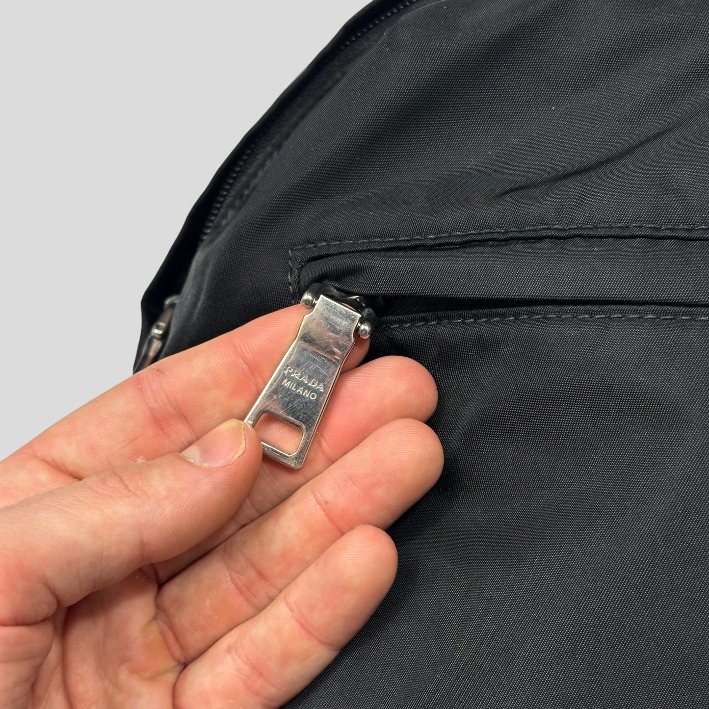 Prada 2018 Rubber Race Logo Nylon Sling Harness Backpack