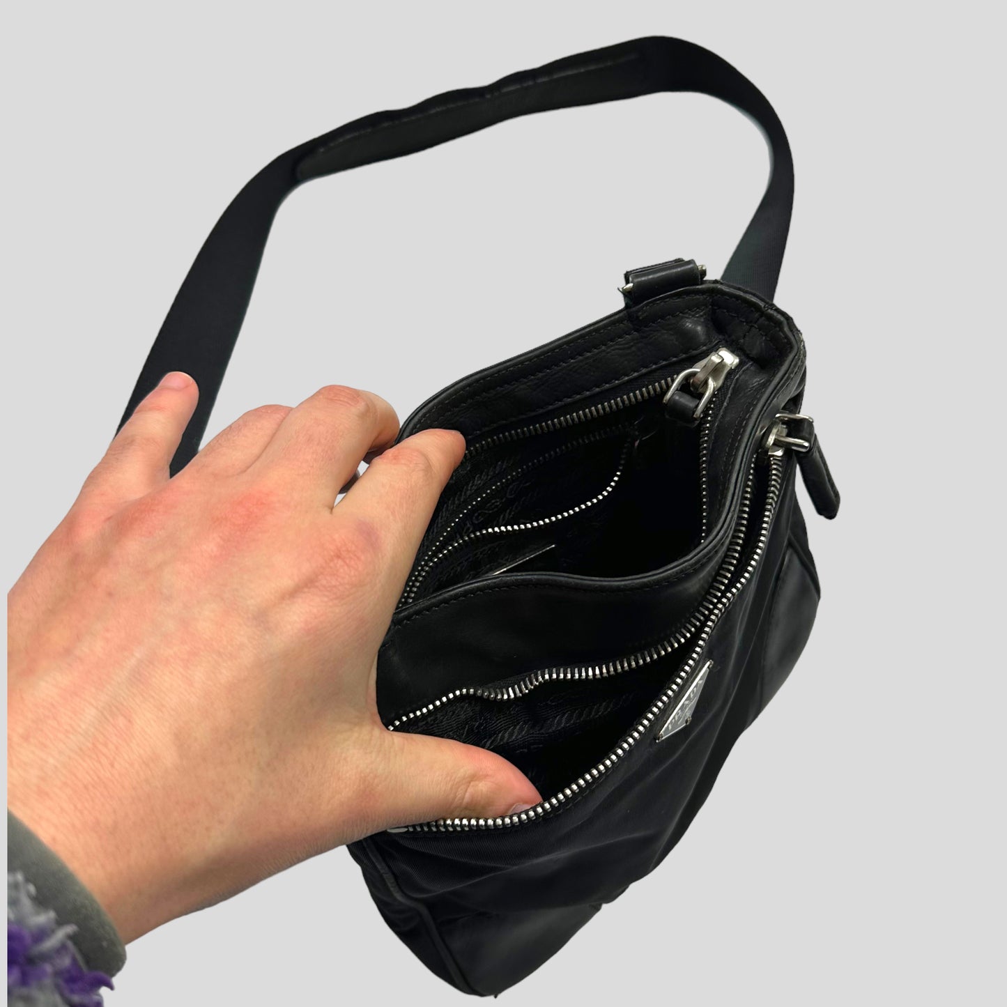 Prada Milano 00’s Nylon & Leather Crossbody Bag
