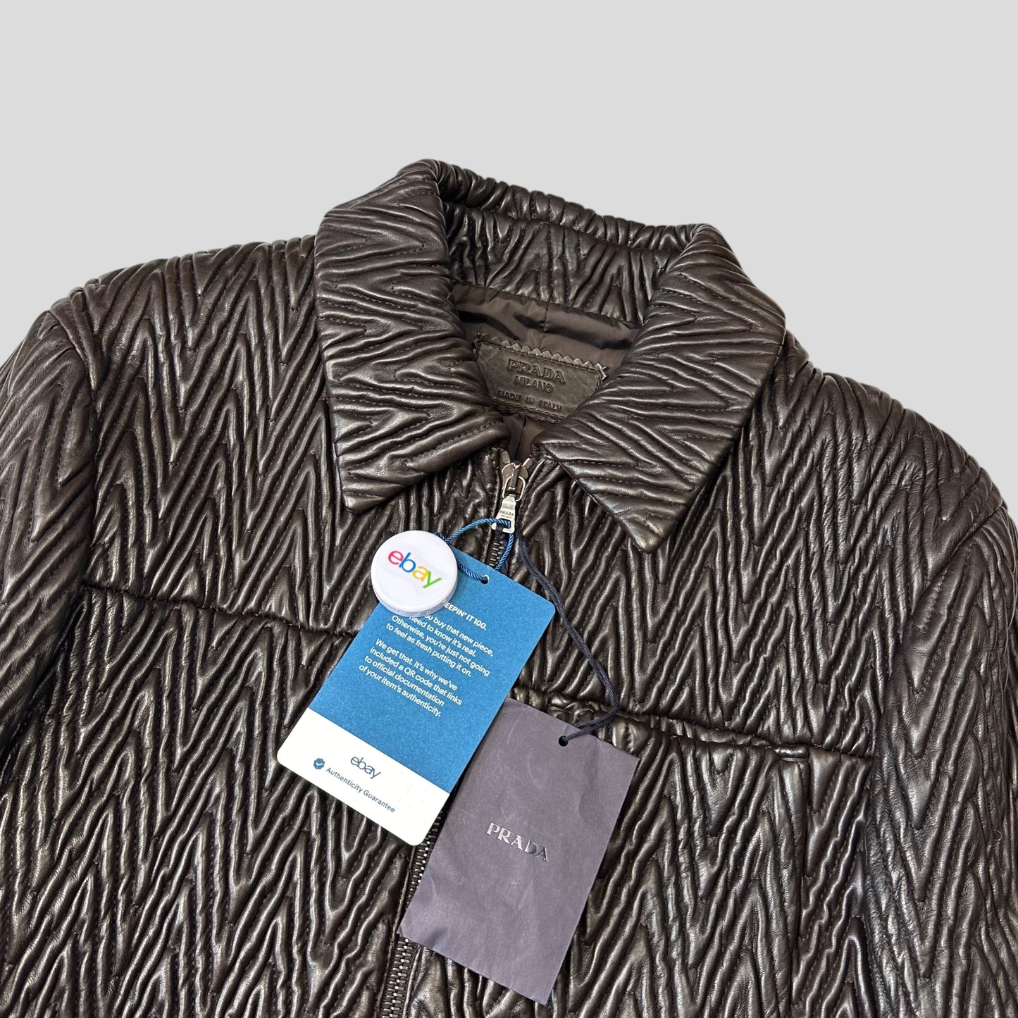 Prada Milano 2006 Runway 3D Ruched Leather Zigzag Jacket - IT48