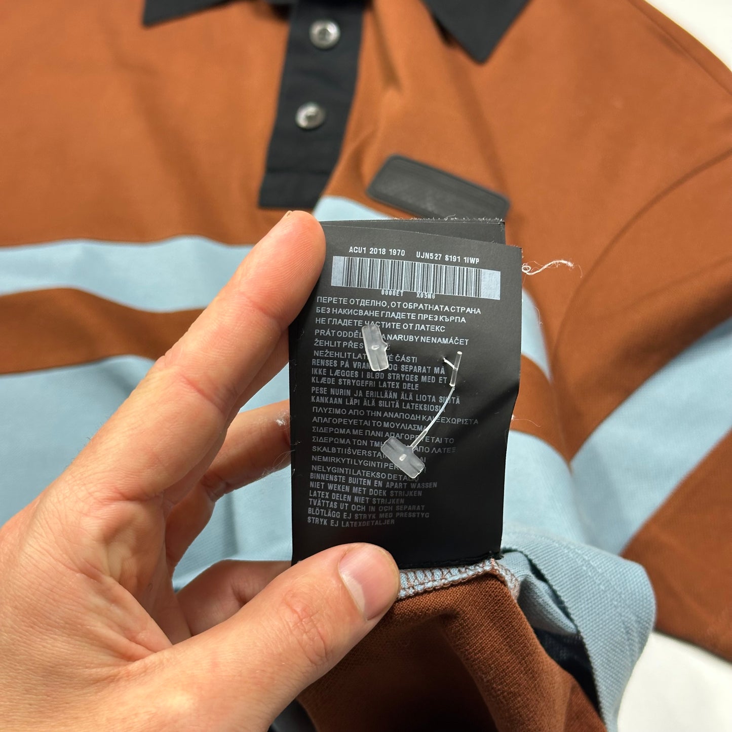 Prada 2018 Rubber Race Logo Asymmetrical Panelled Shirt - L